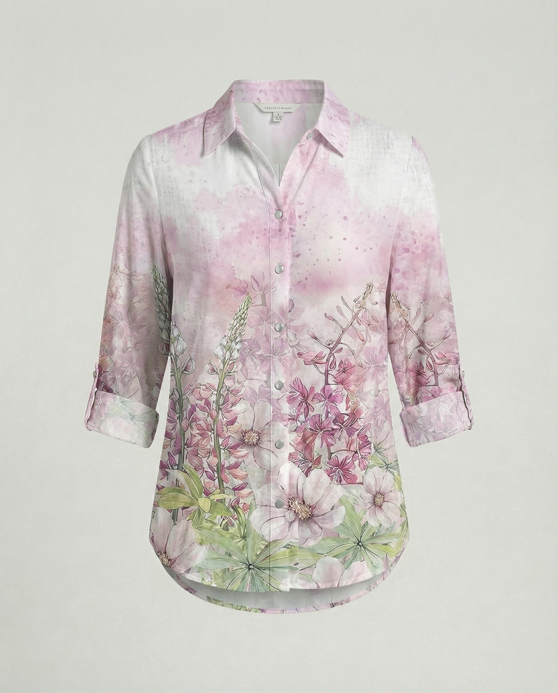 Linen look blouse women floral