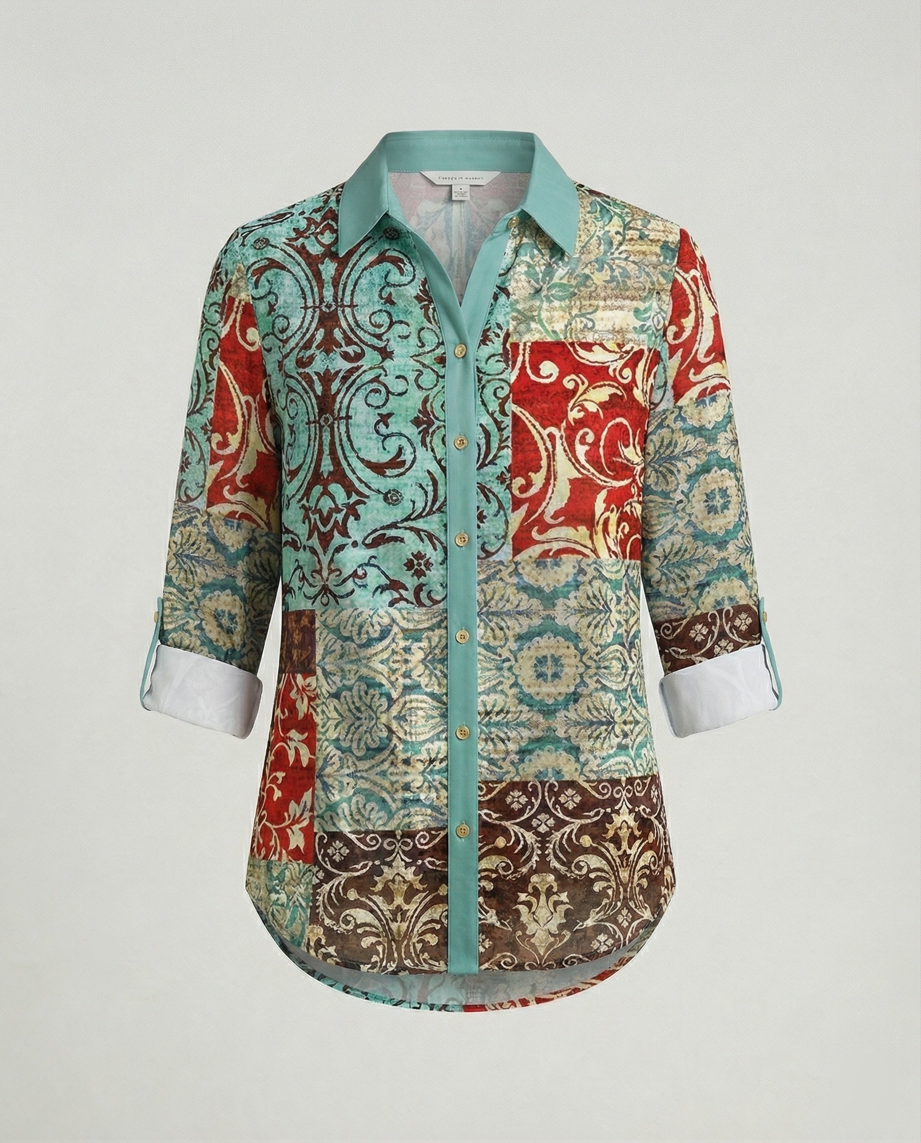 Linen look blouse women floral