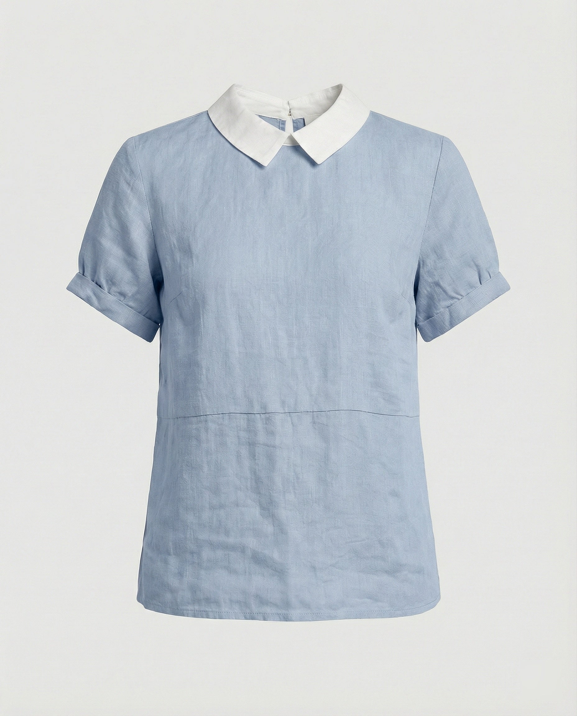 Ladies Blouse Linen Peter Pan Collar