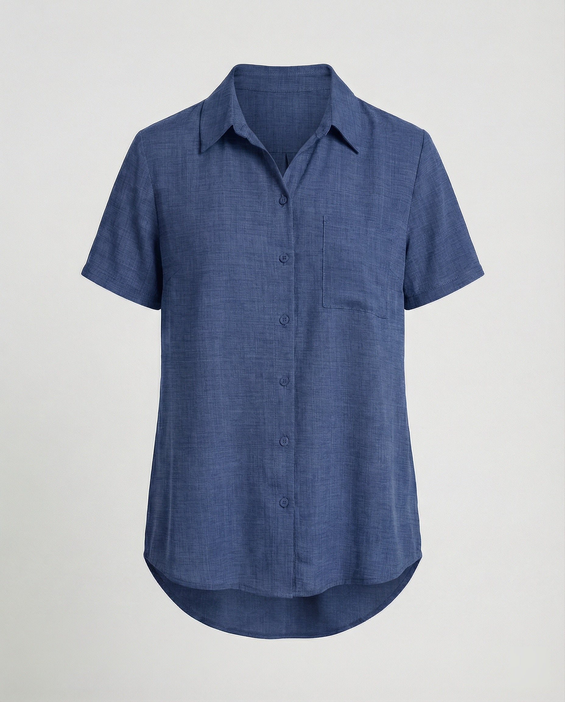 Short Sleeve Blouse Top for Women with Chest Pocket