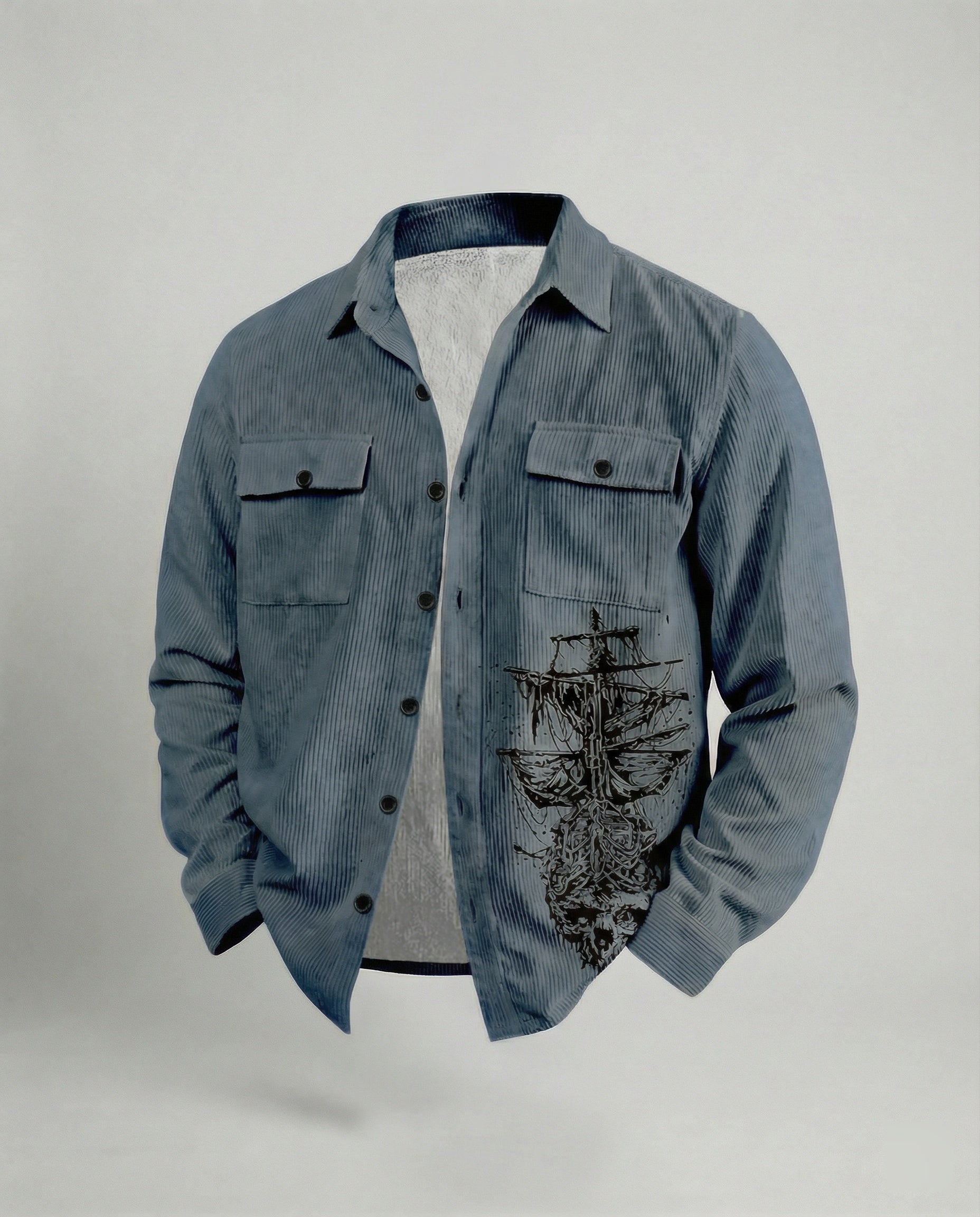 Men's Long Sleeve Shirt Cord Casual