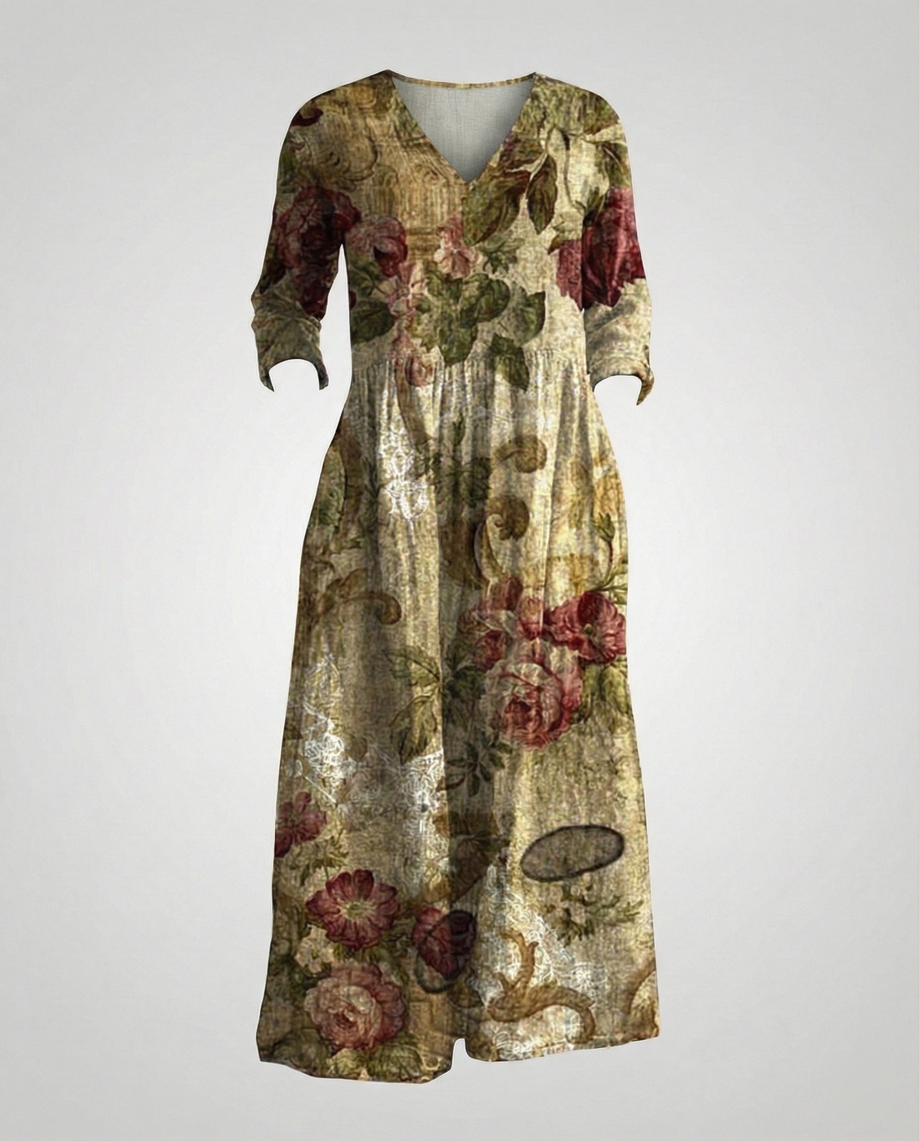Women's Maxi Dress Summer Linen Look V-Neck