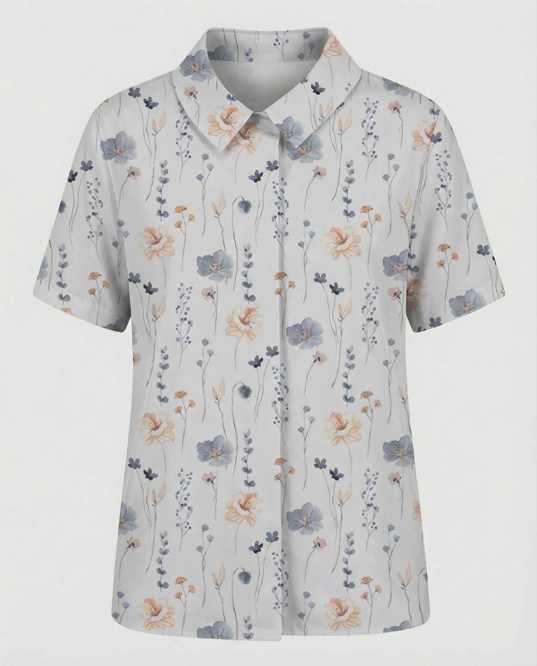 Ladies Blouse Linen Peter Pan Collar