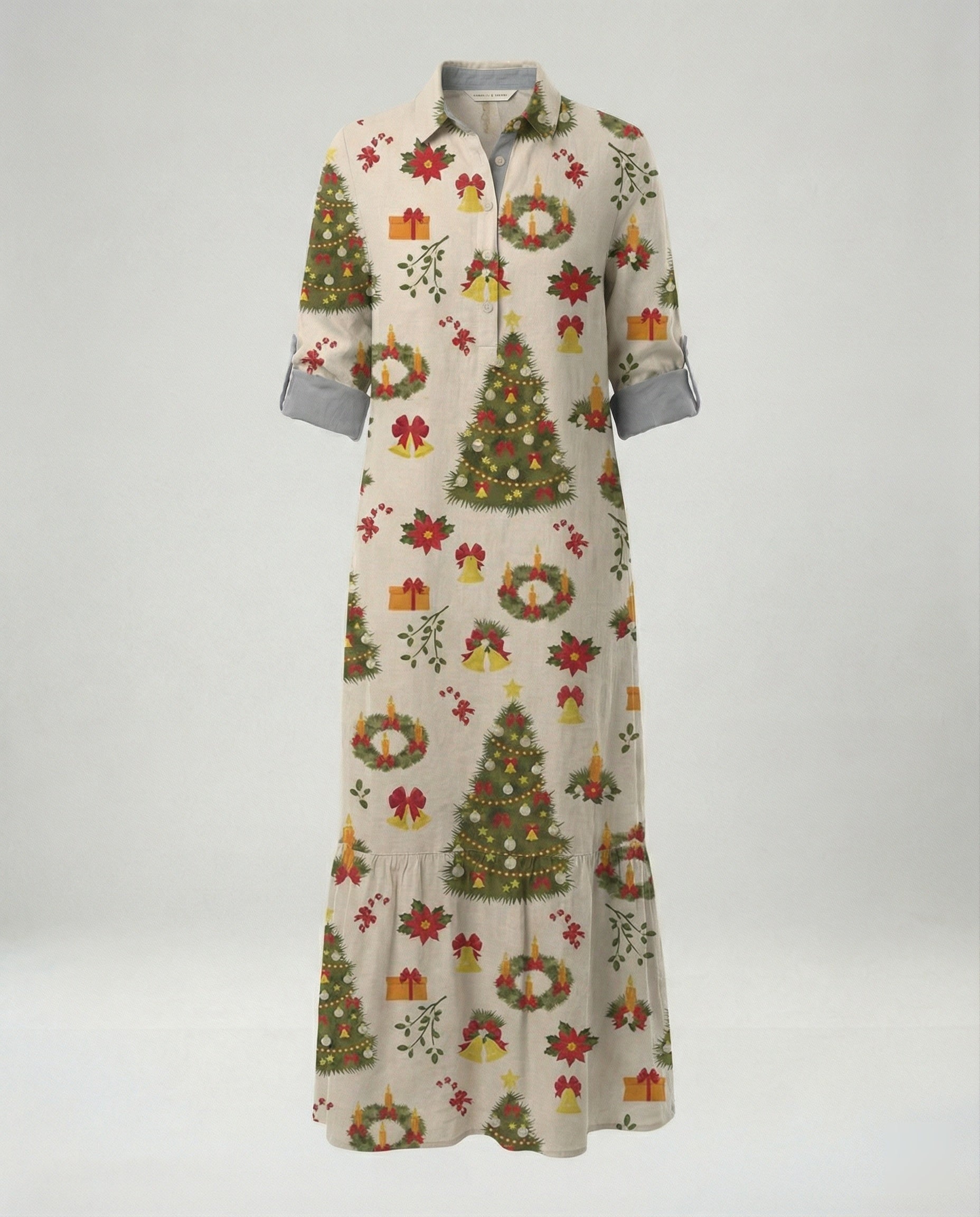 Ladies' shirt dress with ruffles