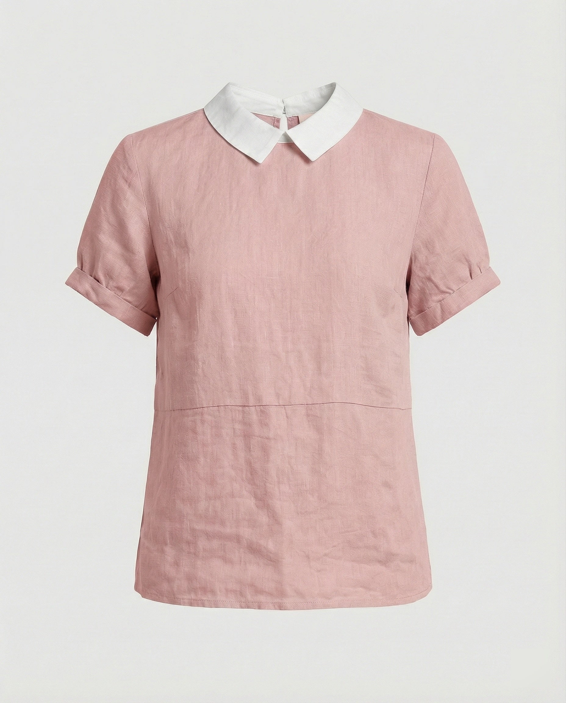 Ladies Blouse Linen Peter Pan Collar