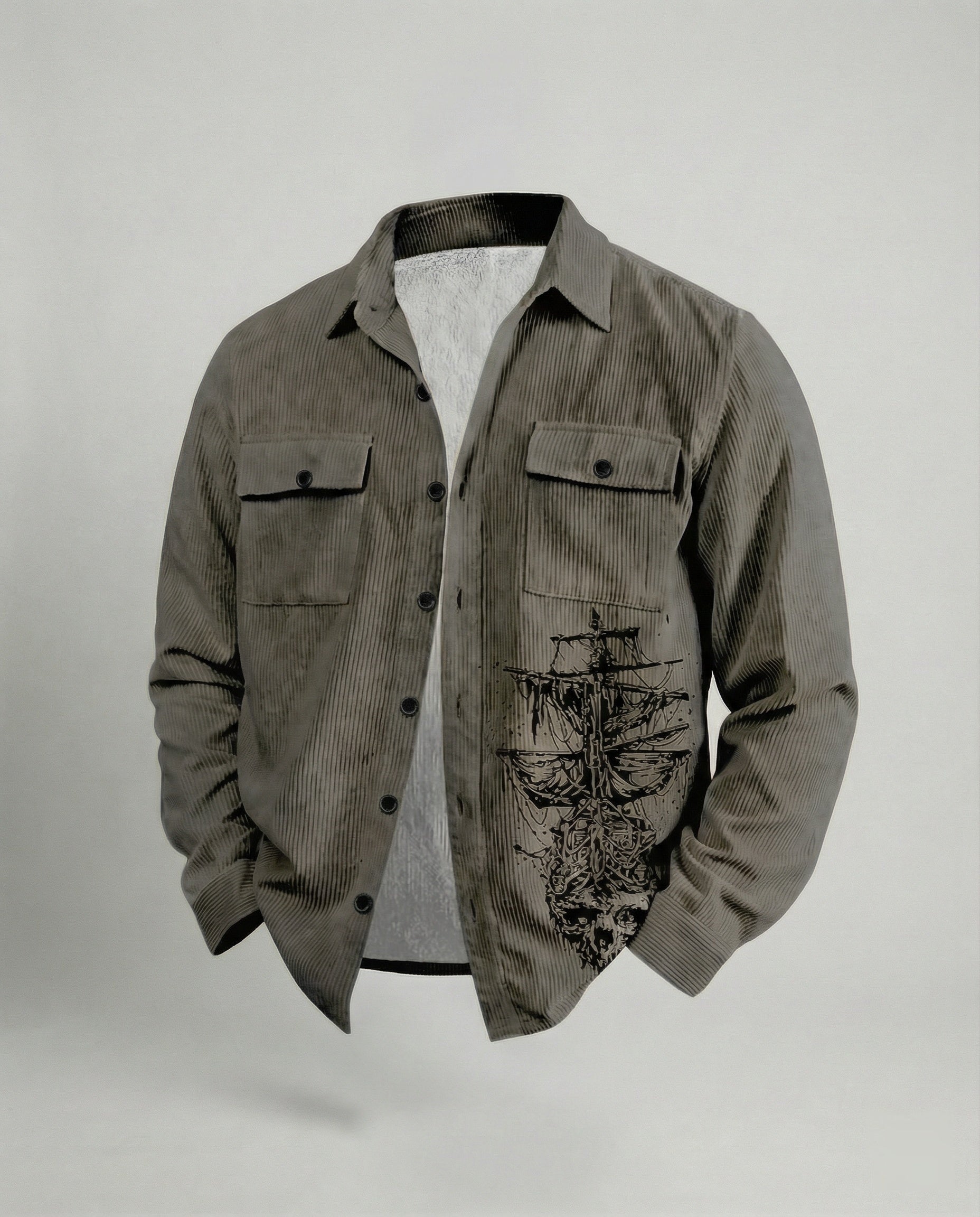 Men's Long Sleeve Shirt Cord Casual
