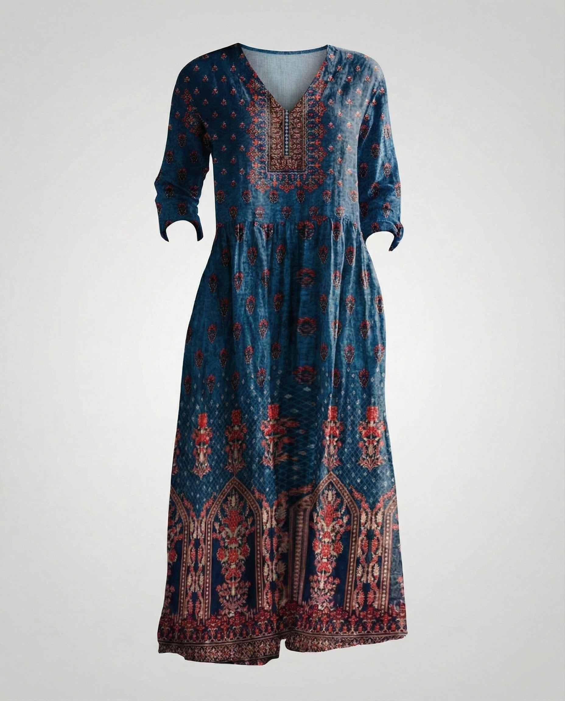 Women's Maxi Dress Summer Linen Look V-Neck