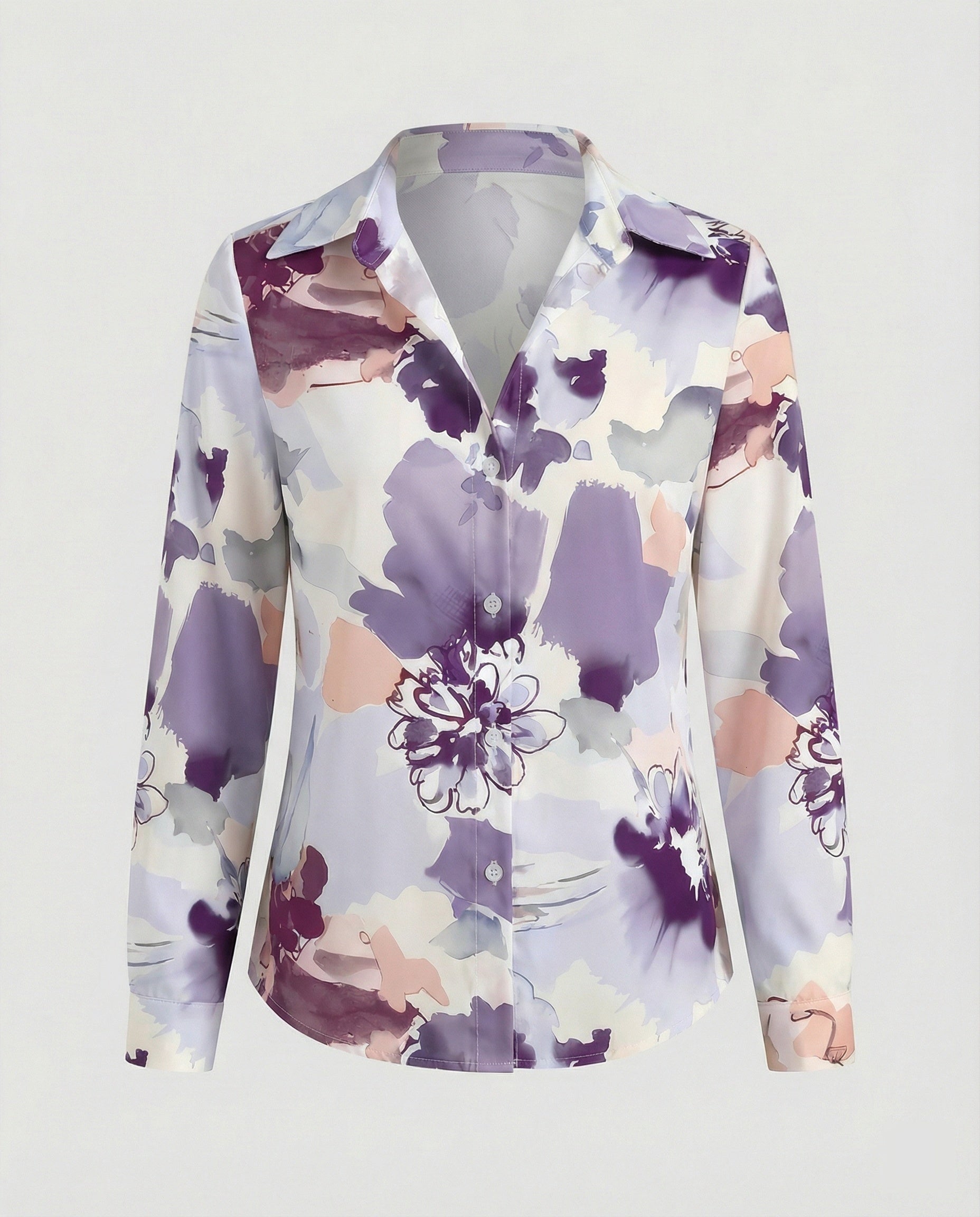 Shirt blouse silk look women floral