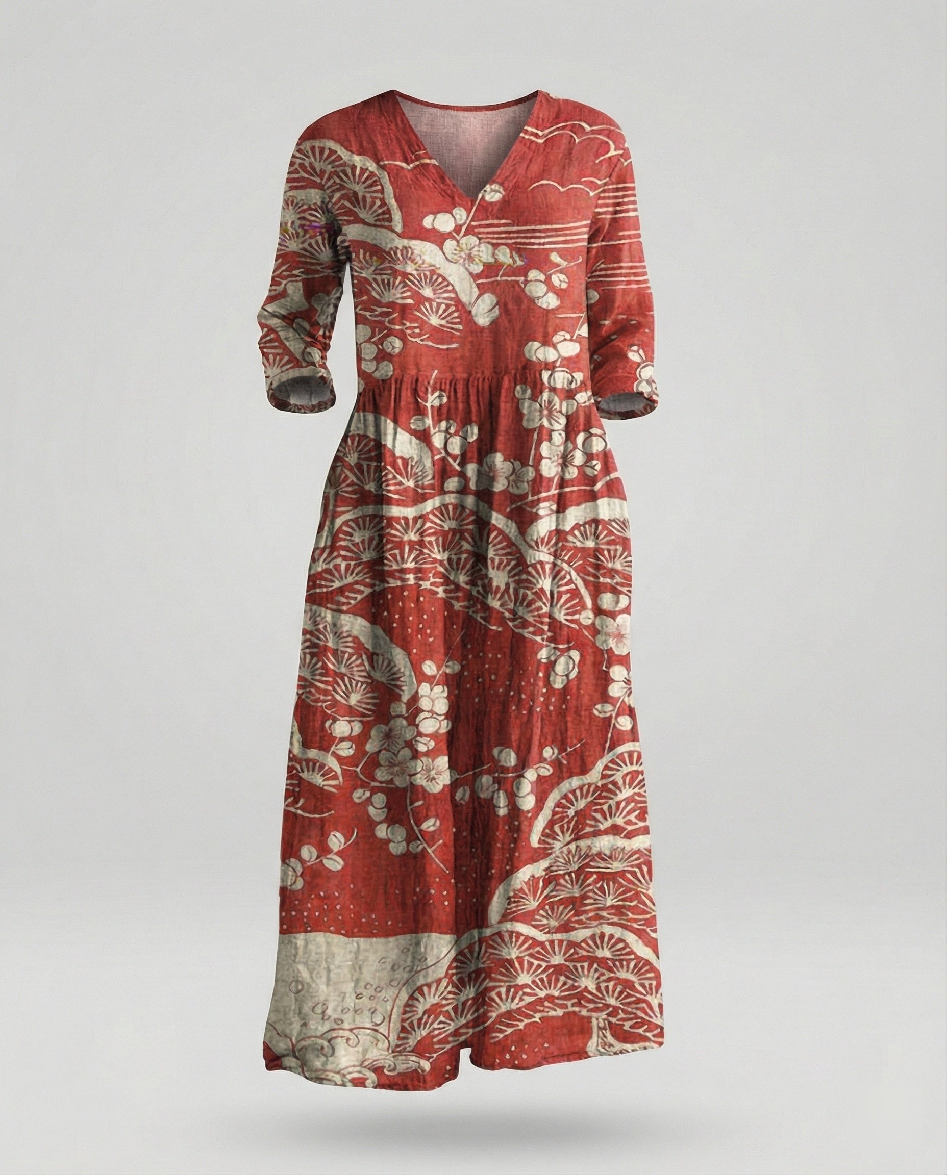 Women's Maxi Dress Summer Linen Look V-Neck