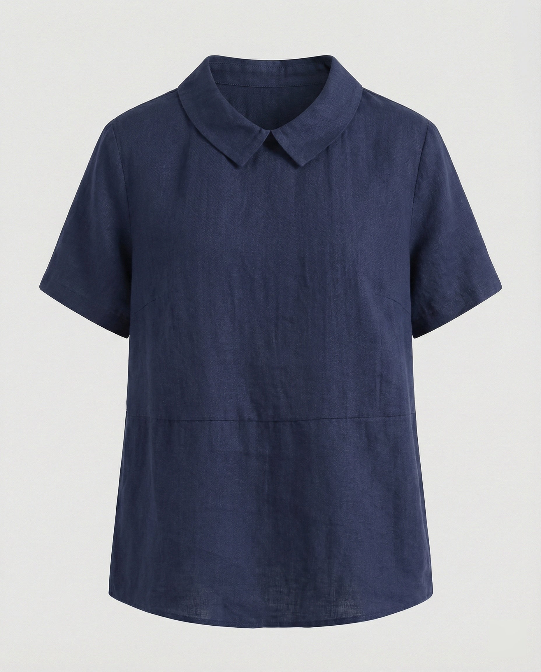 Ladies Blouse Linen Peter Pan Collar