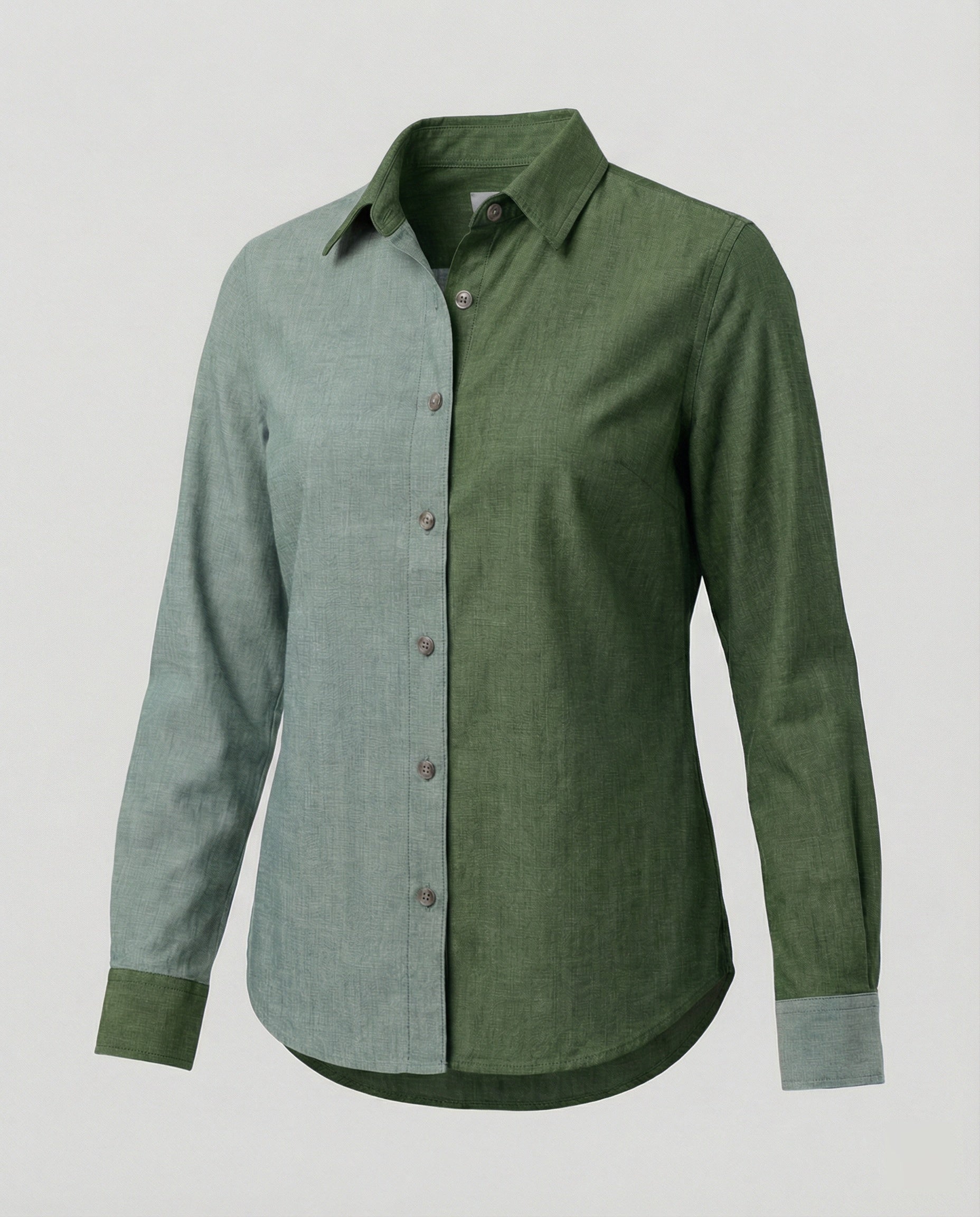 Bicolored blouse shirt denim look women