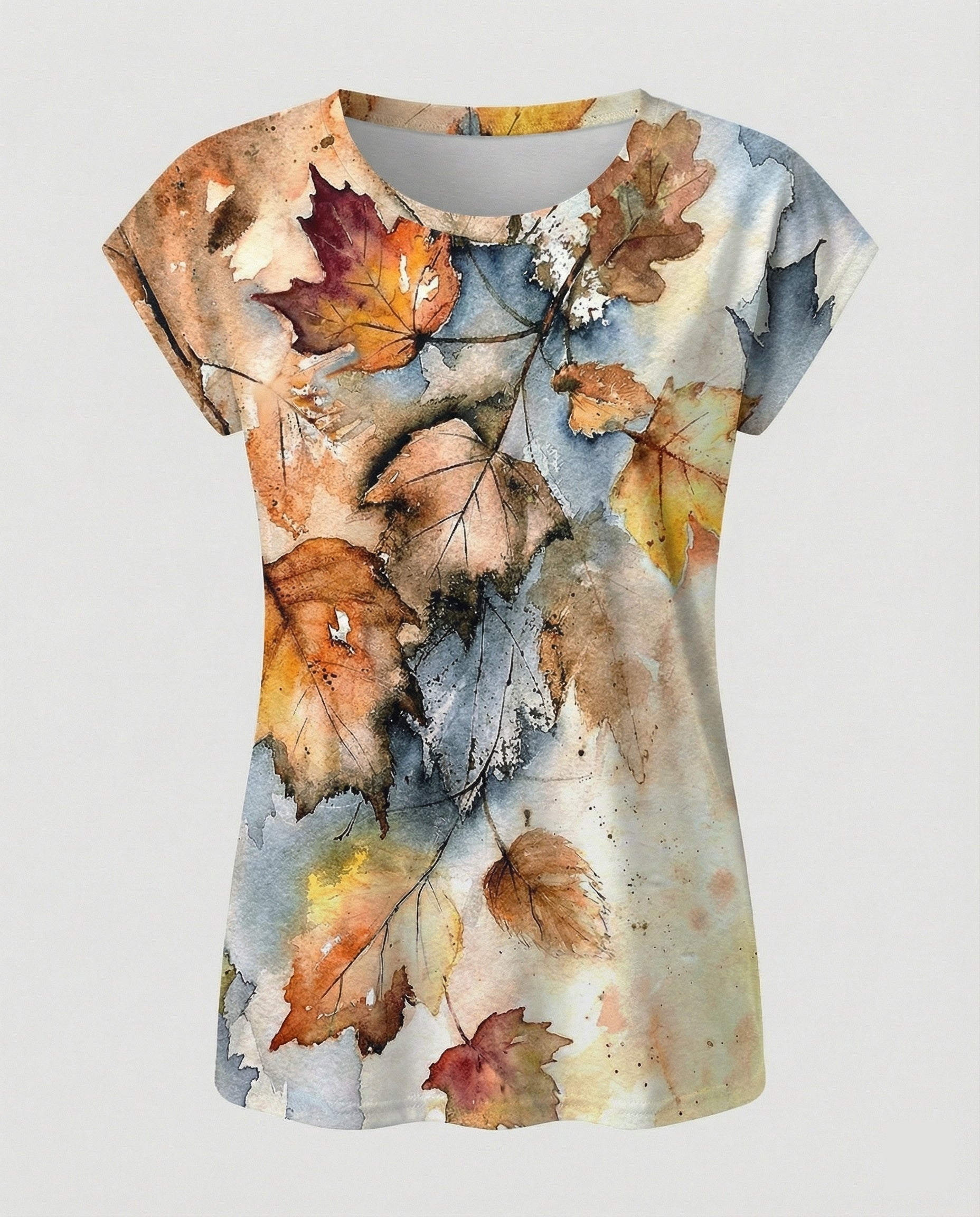 Watercolor Summer Blouse Women Asymmetric