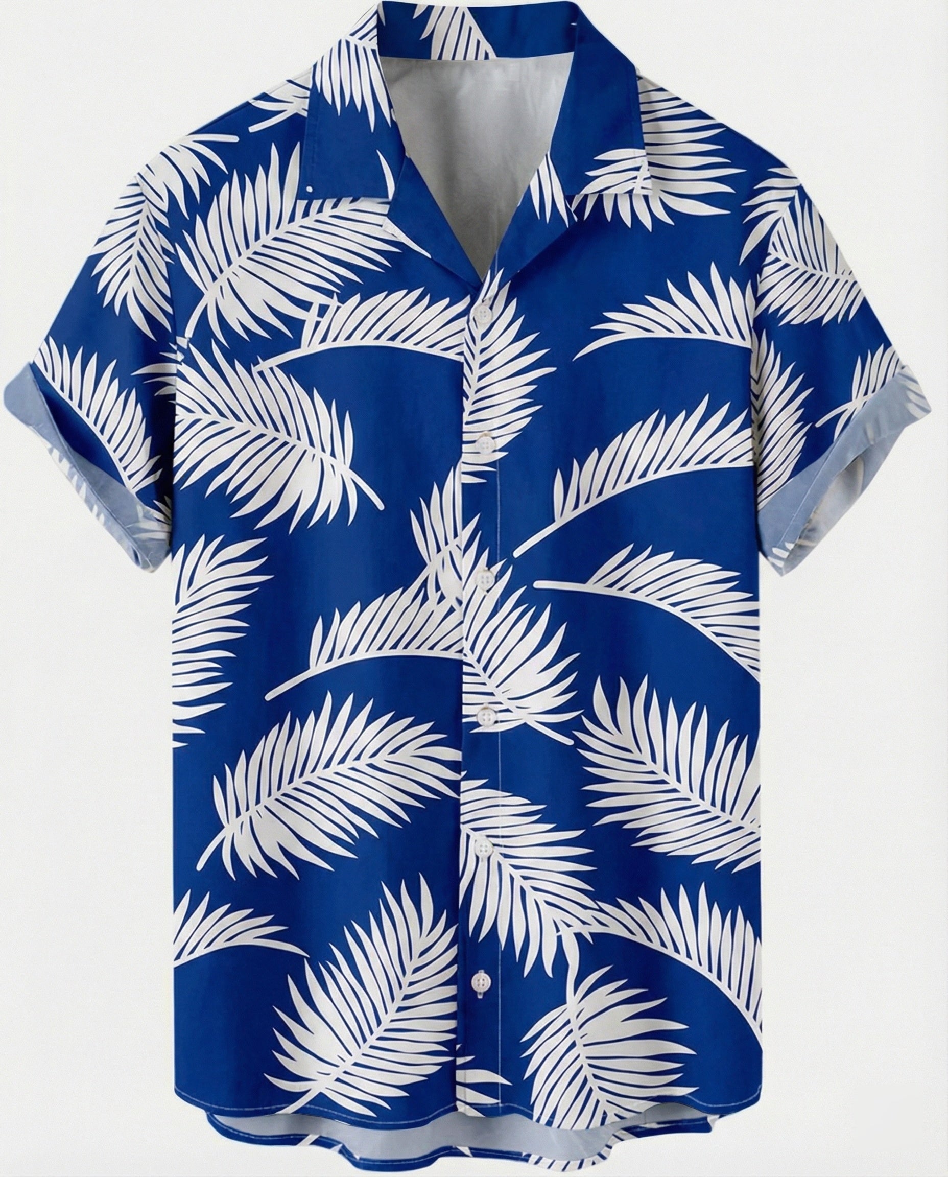 Short Sleeve Hawaii Shirt Men Palm Print
