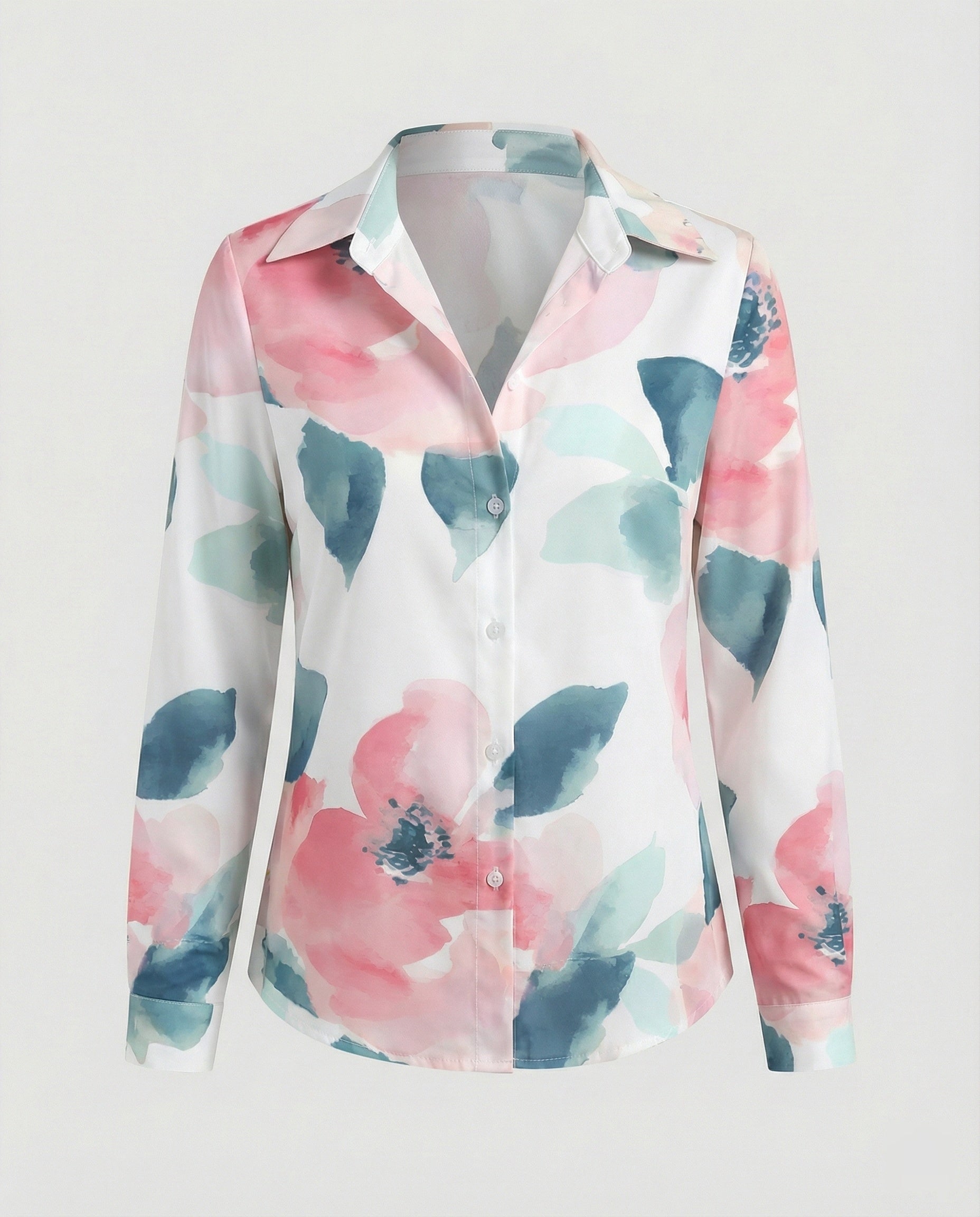Shirt blouse silk look women floral