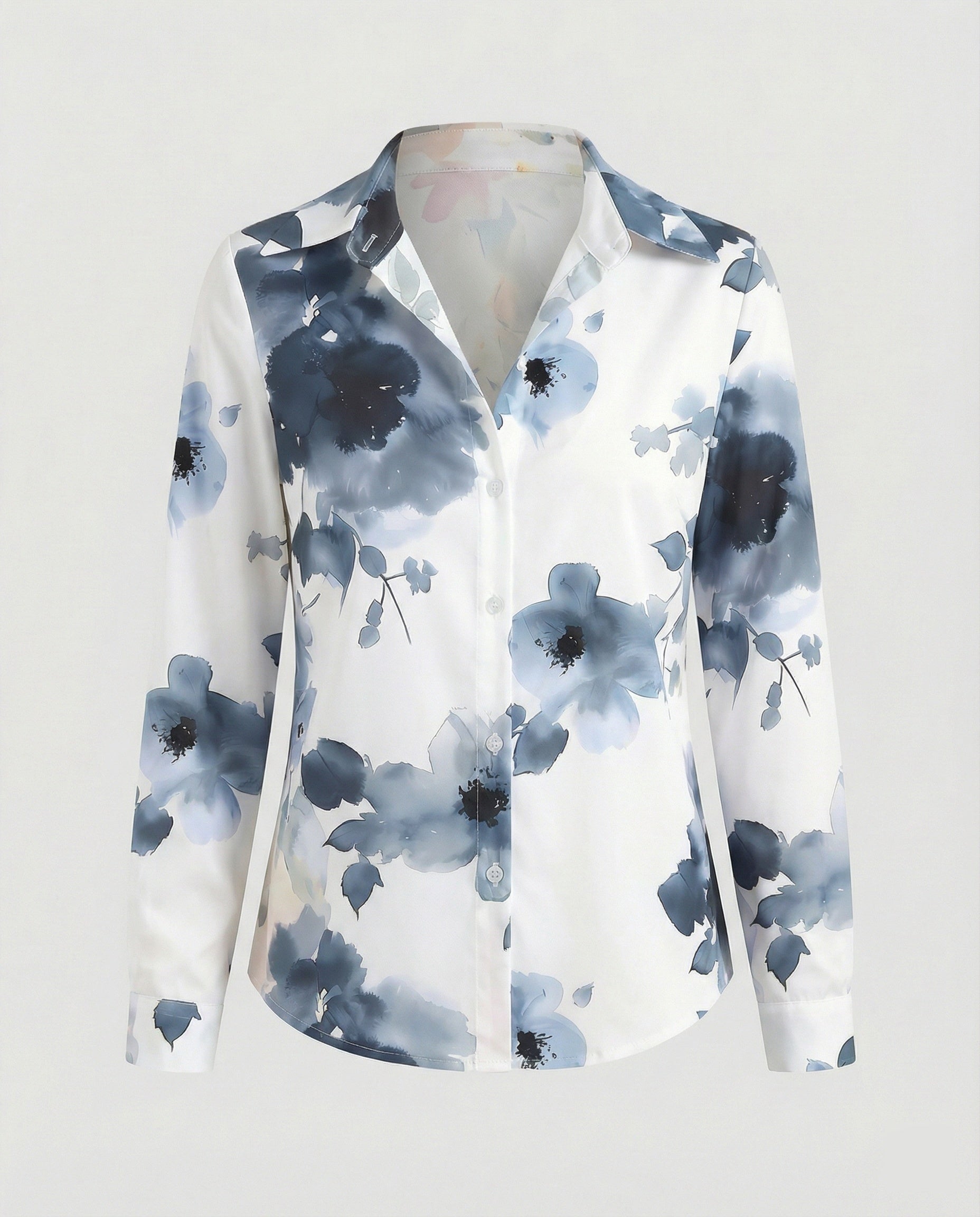 Shirt blouse silk look women floral