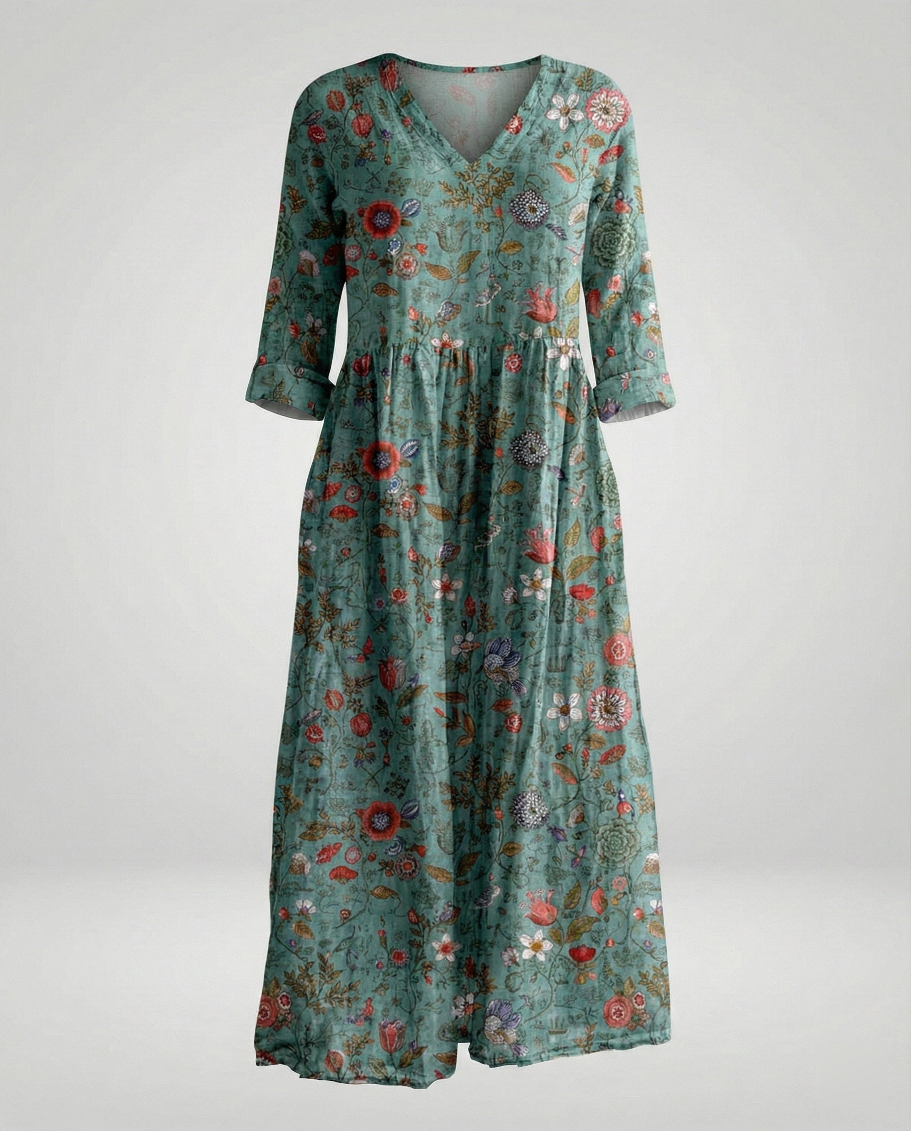 Women's Maxi Dress Summer Linen Look V-Neck
