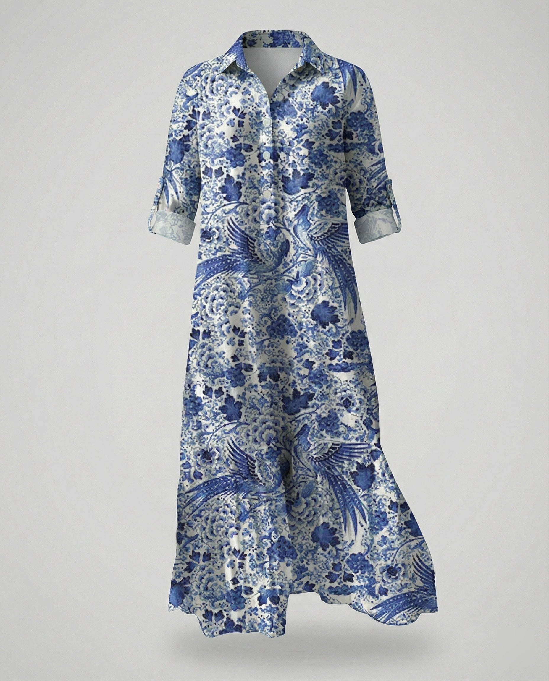 Ladies' shirt dress with ruffles