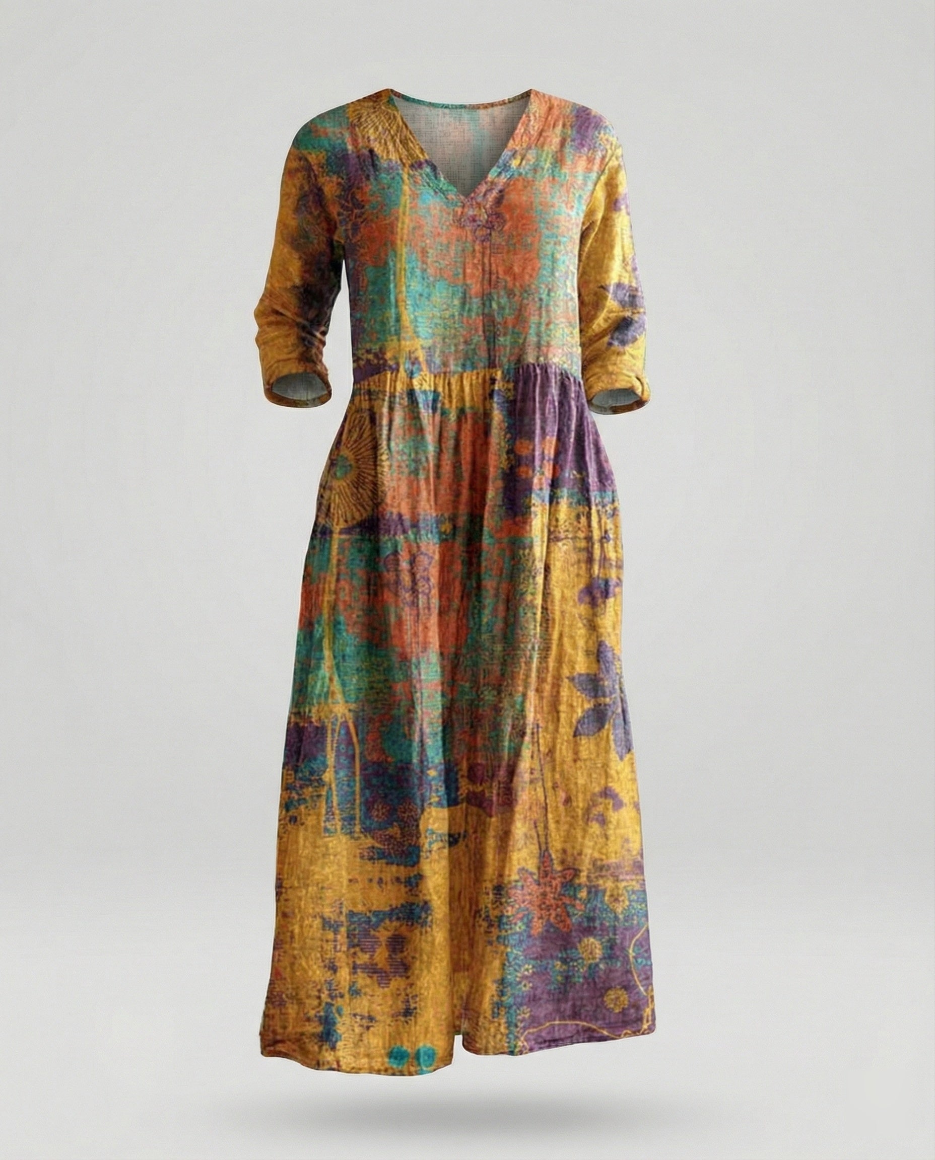 Women's Maxi Dress Summer Linen Look V-Neck