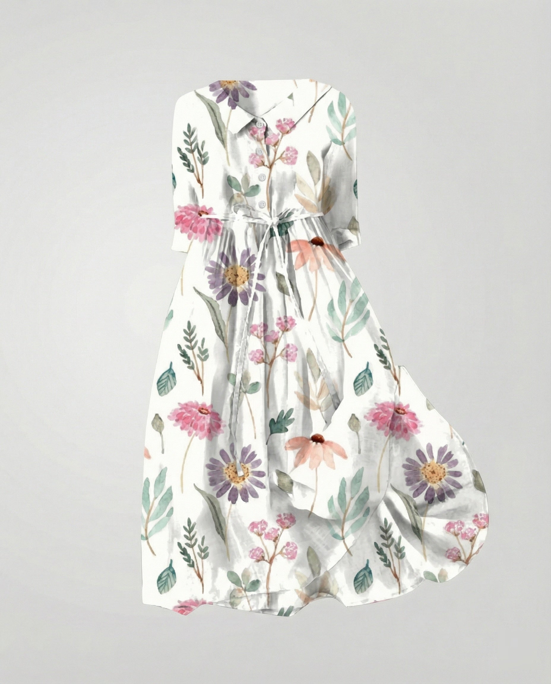 Ladies' Maxi Dress Shirt Dress Daisy