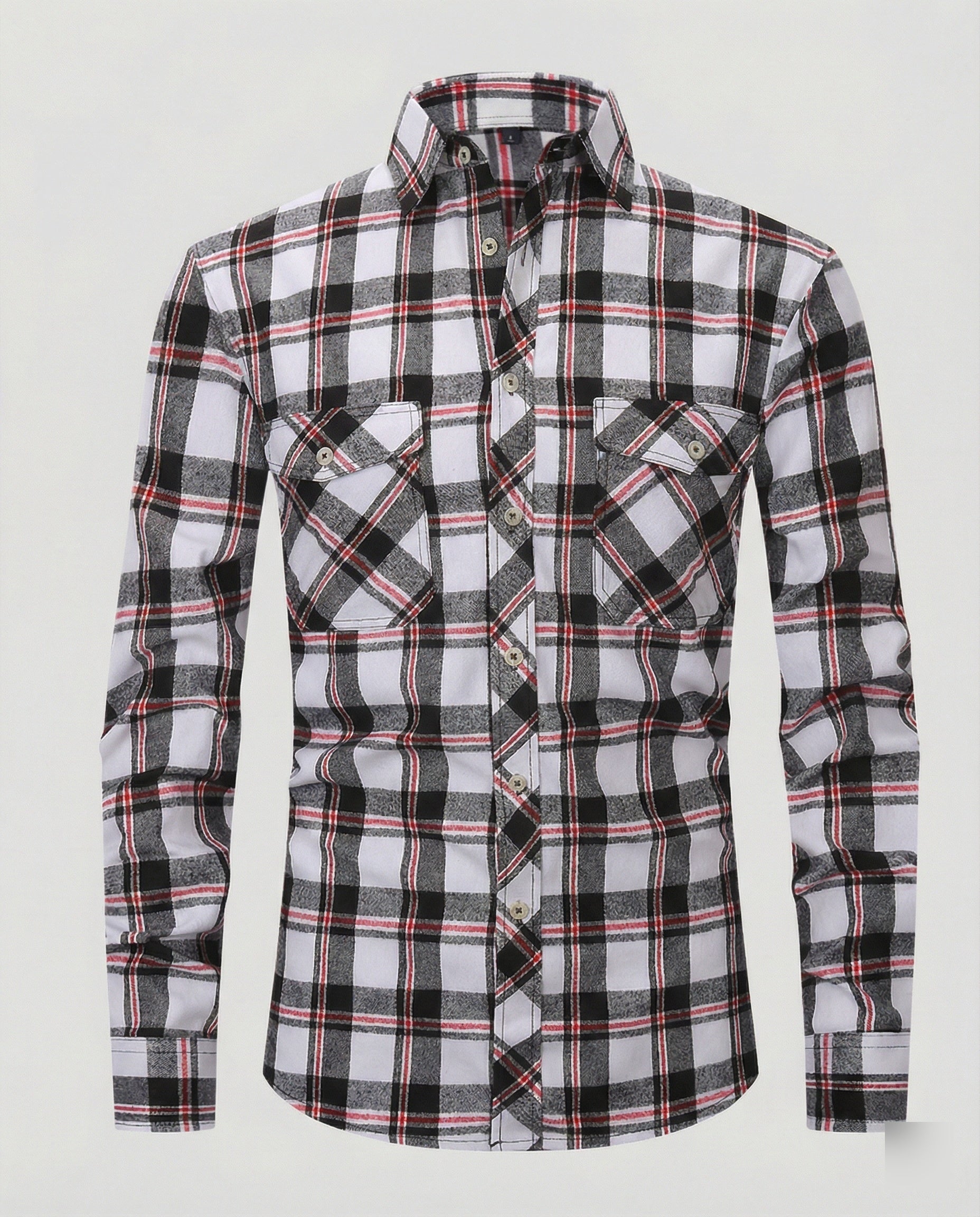 Men's Long Sleeve Shirt Checked with Kent Collar