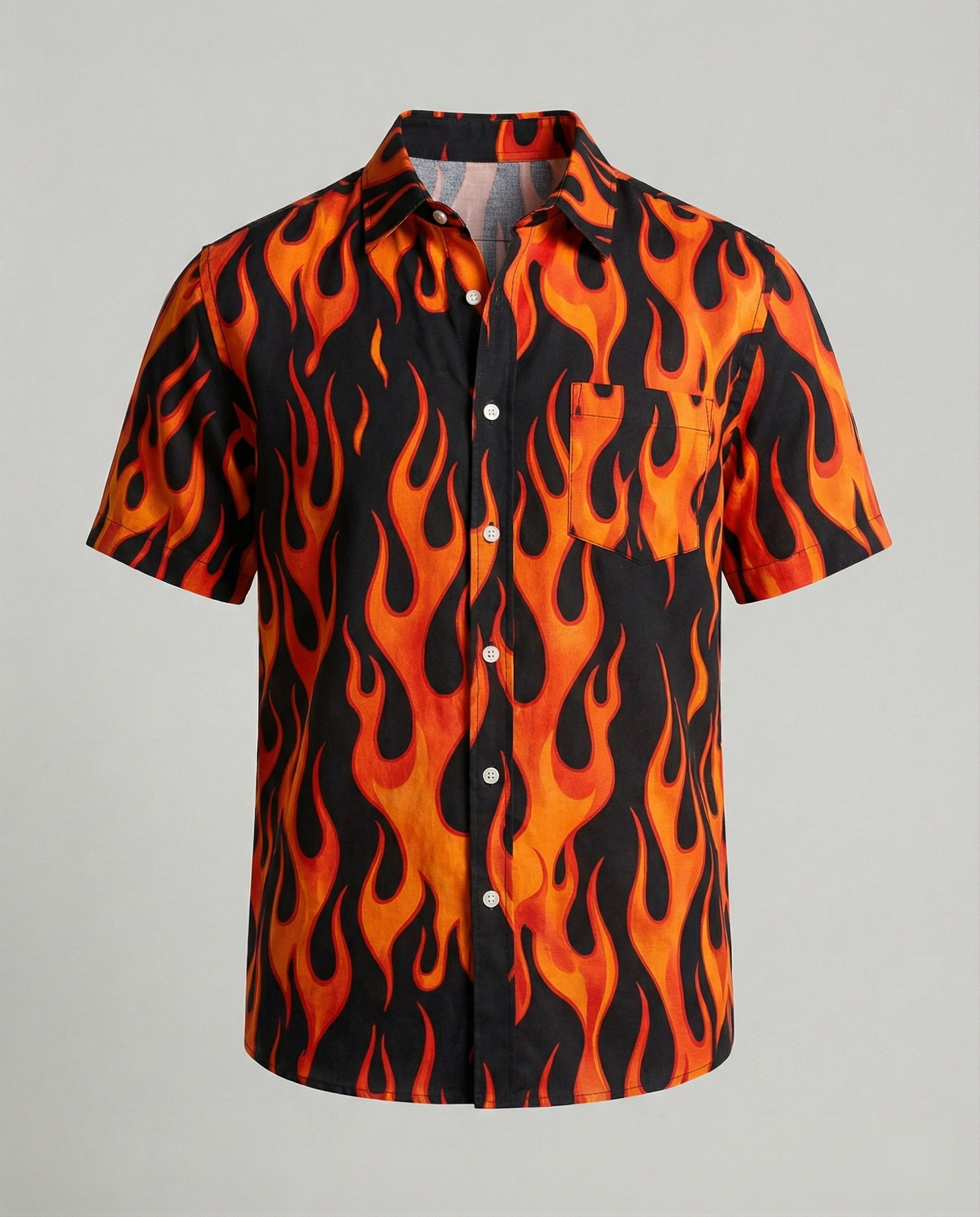 Short Sleeve Hawaii Shirt Men Palm Print
