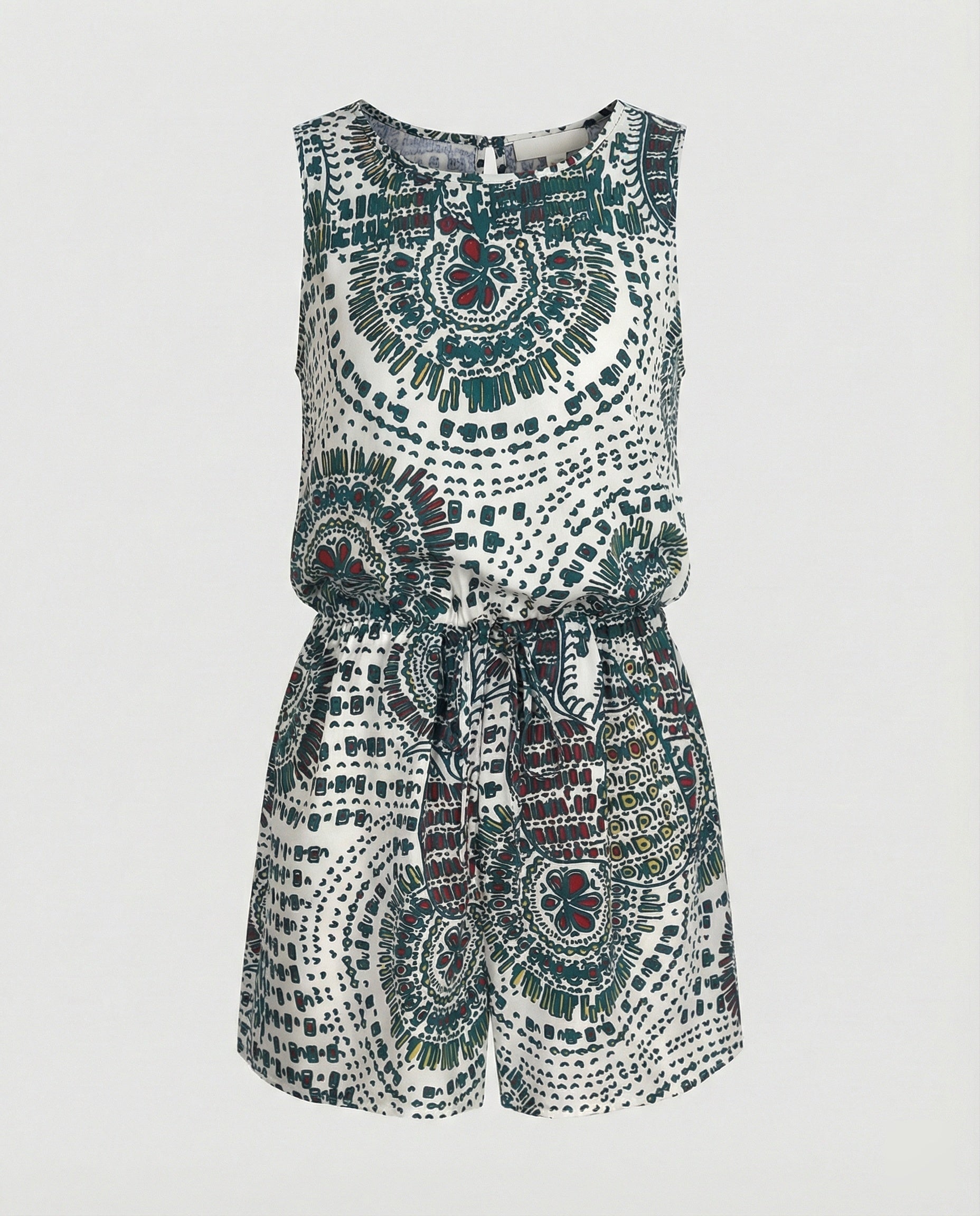 Short overall with ethnic pattern women
