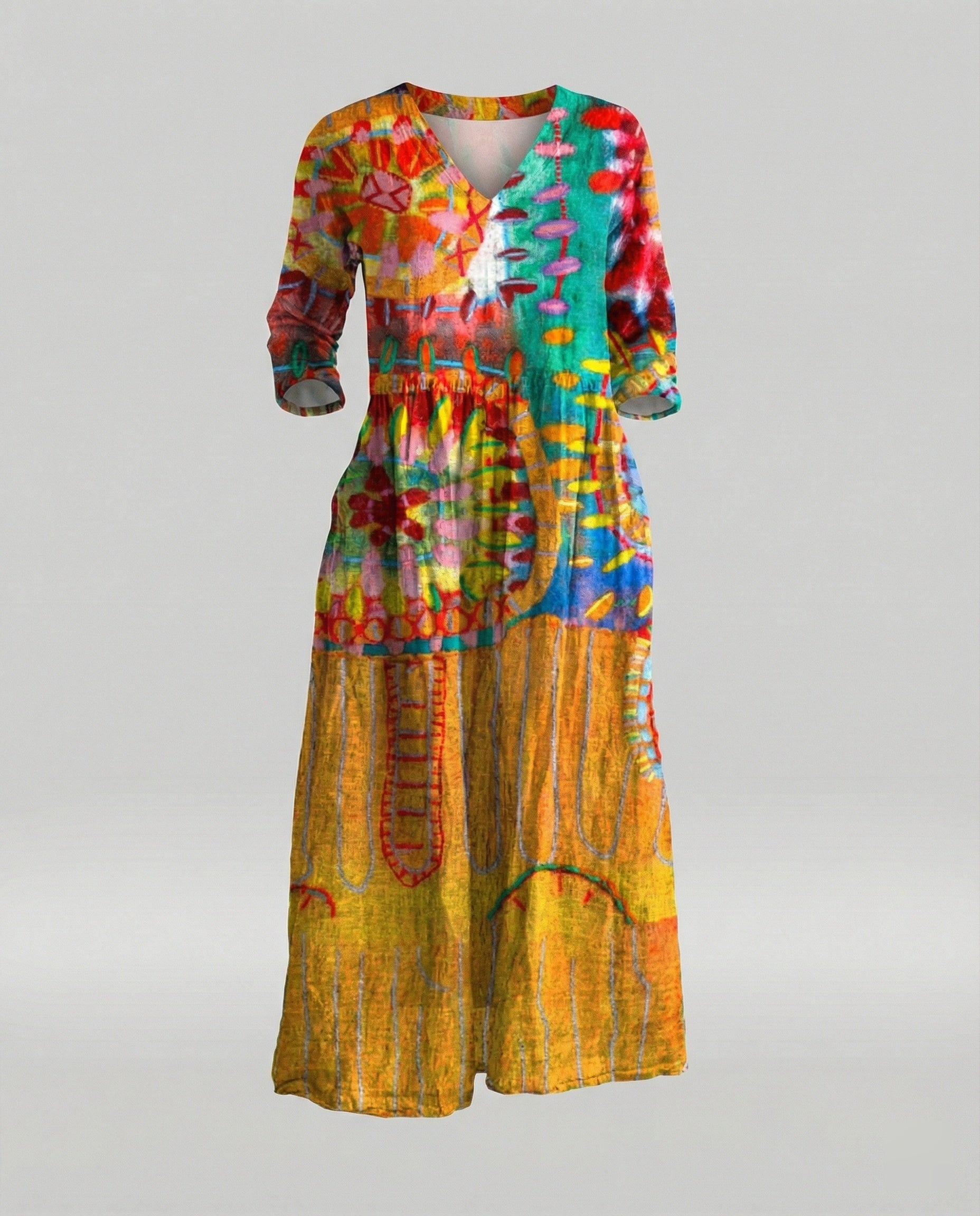 Women's Boho Maxi Dress Summer Linen Look