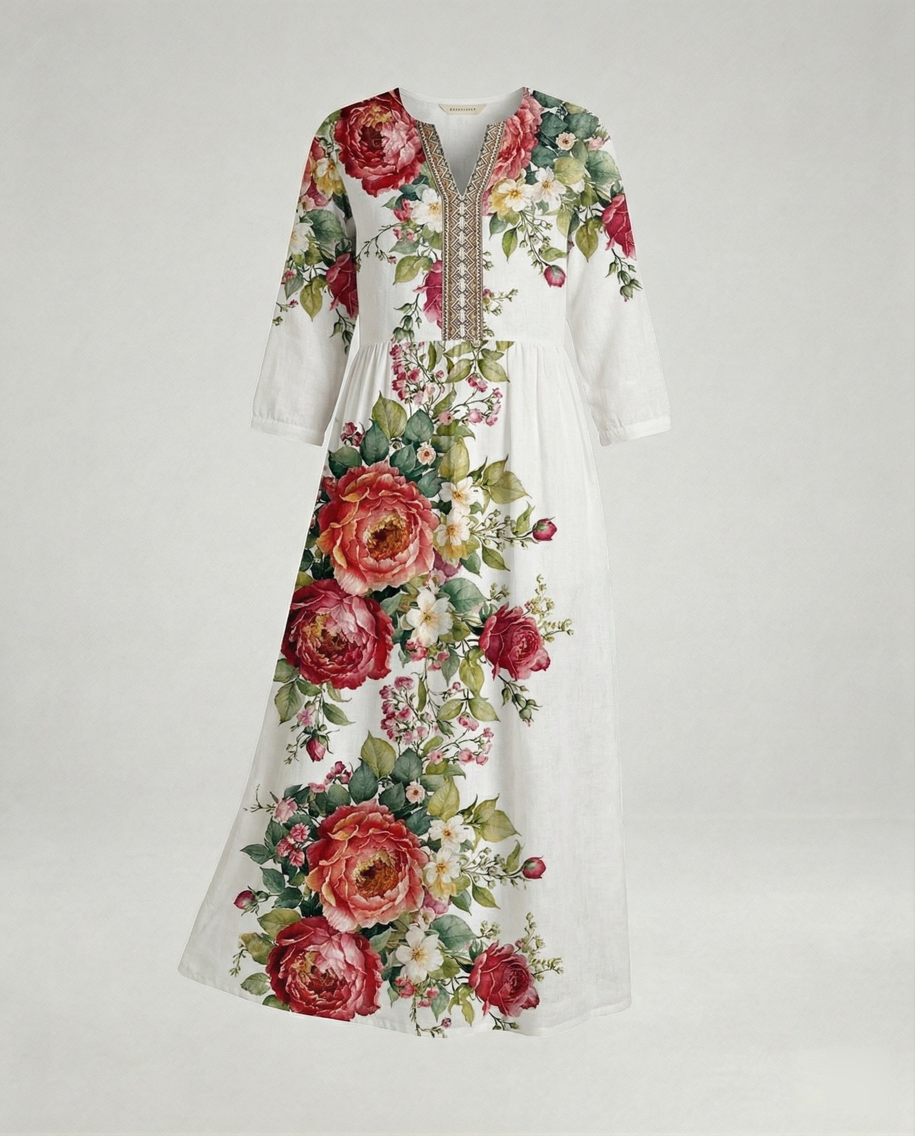 Women's Maxi Dress Summer Linen Look V-Neck