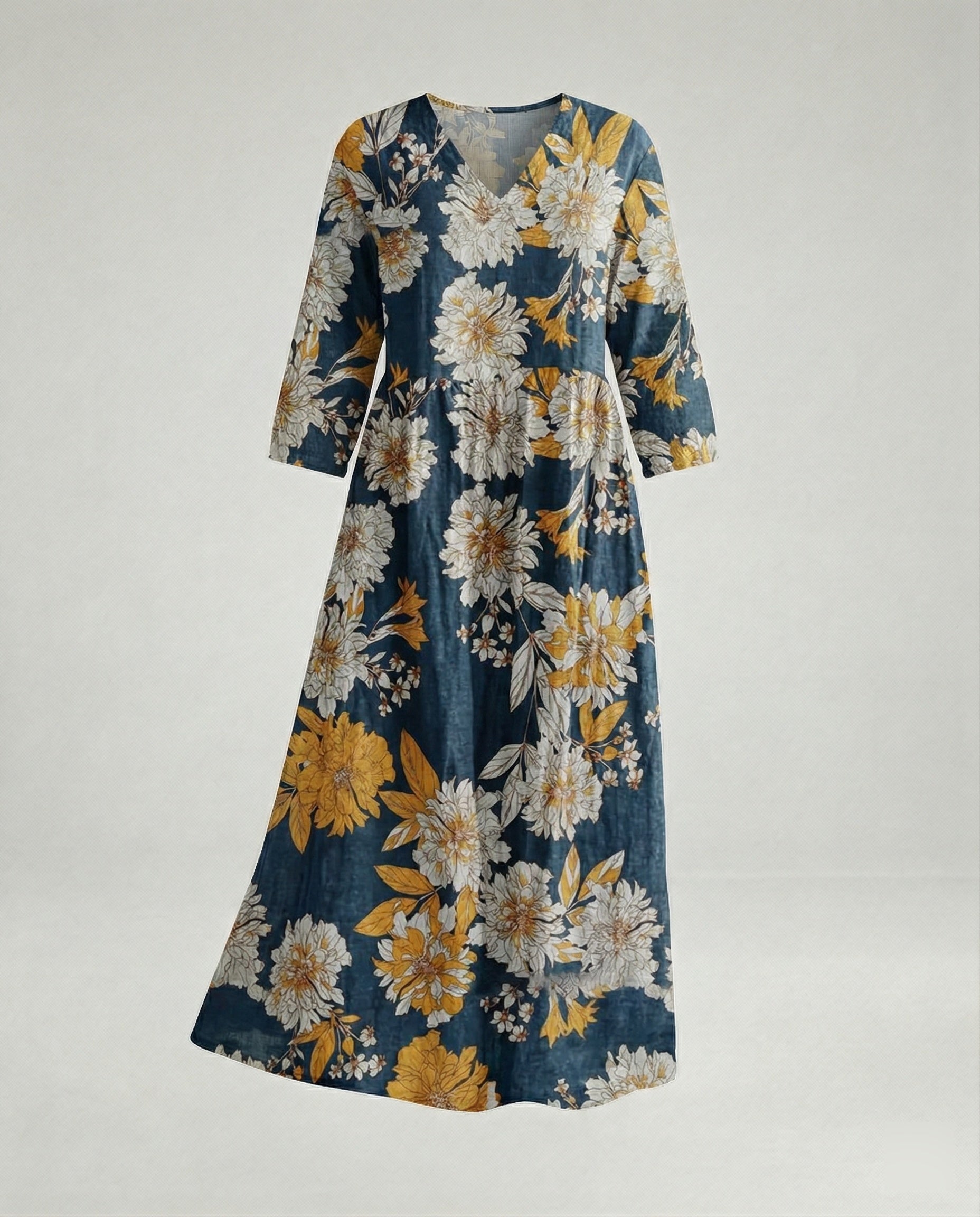 Women's Maxi Dress Summer Linen Look V-Neck