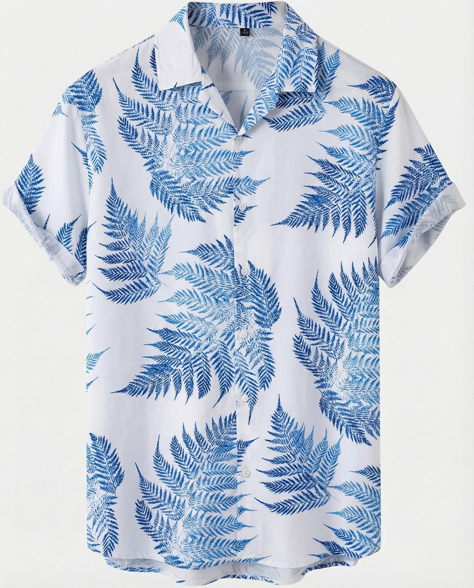 Short Sleeve Hawaii Shirt Men Palm Print