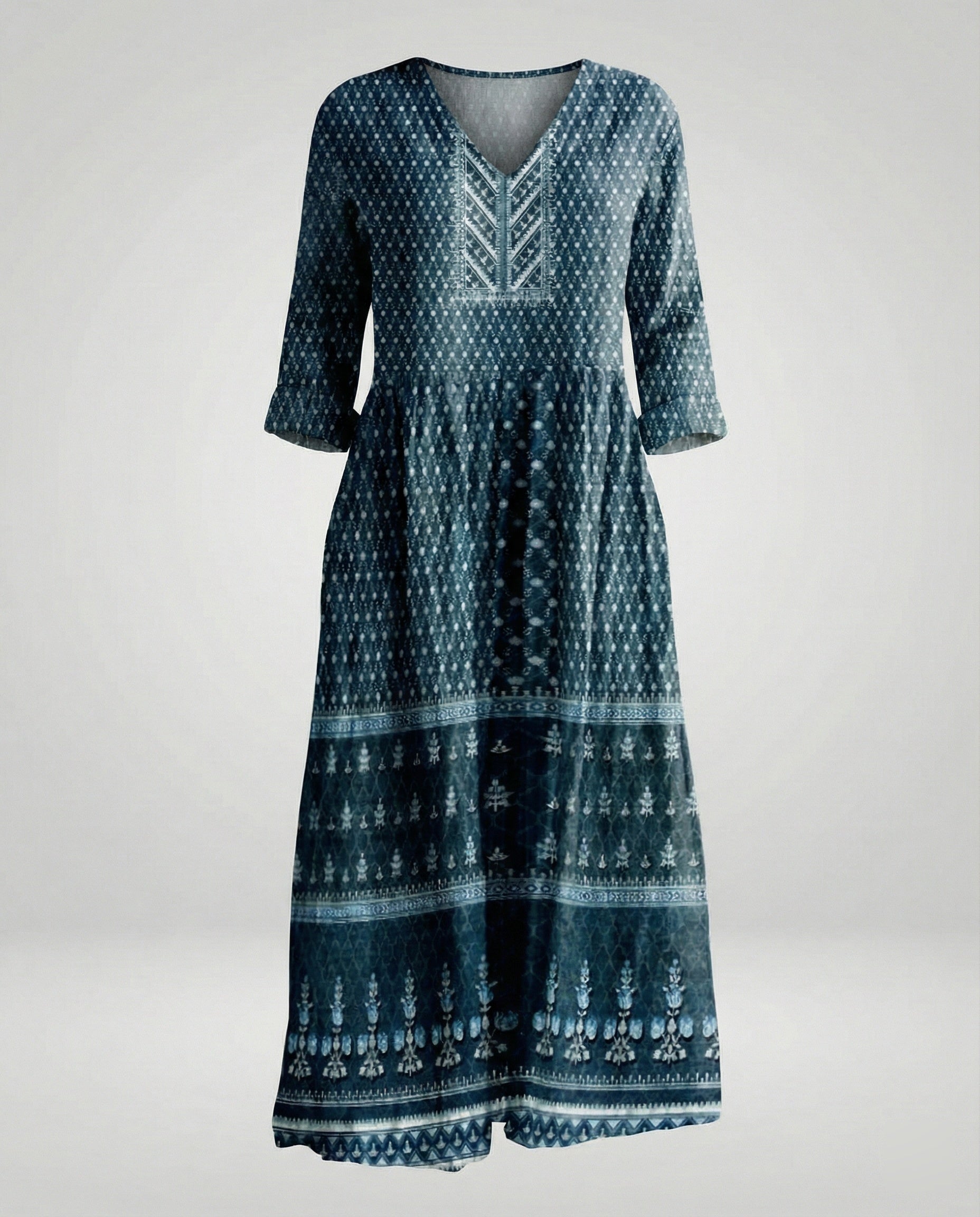 Women's Maxi Dress Summer Linen Look V-Neck