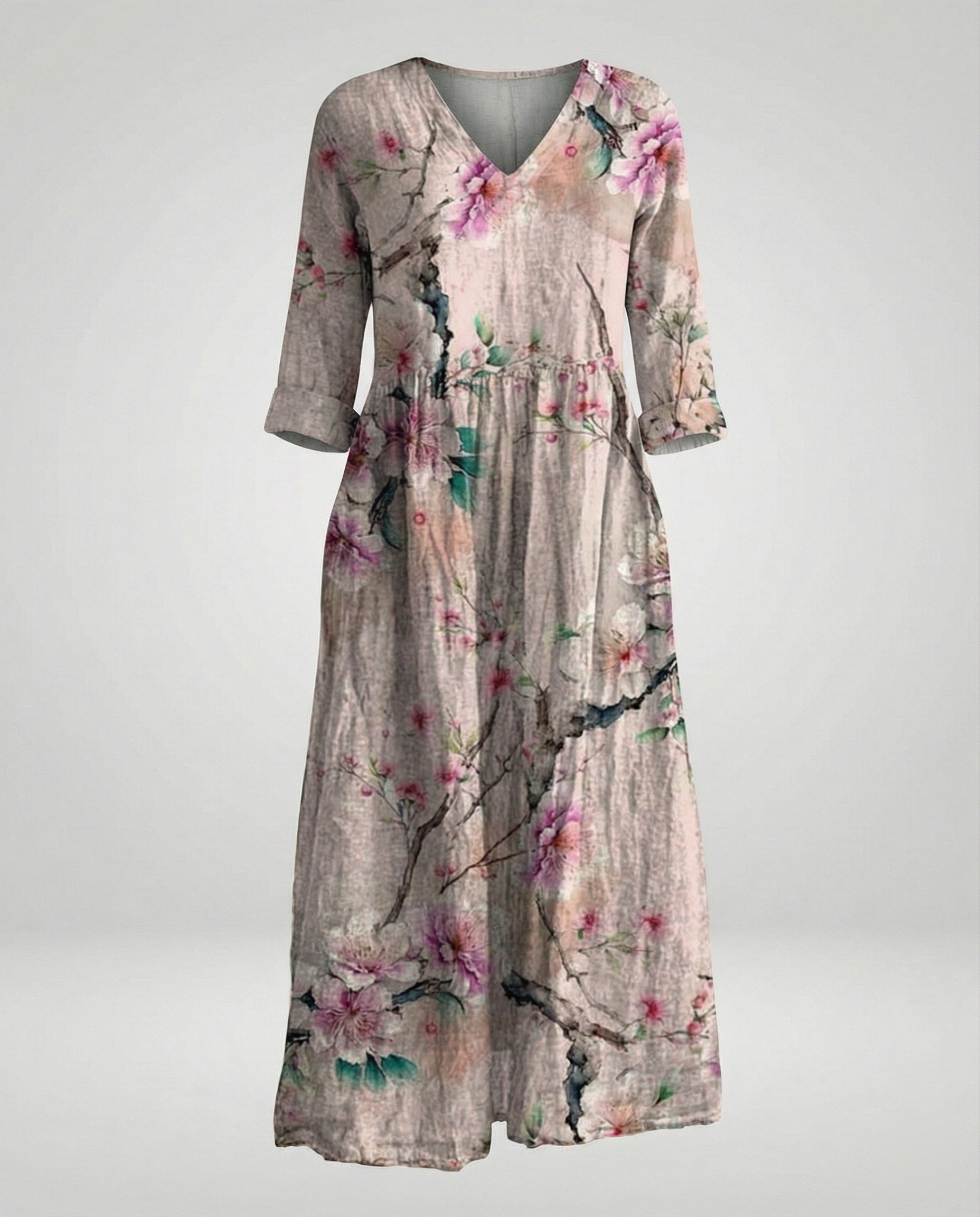 Women's Maxi Dress Summer Linen Look V-Neck