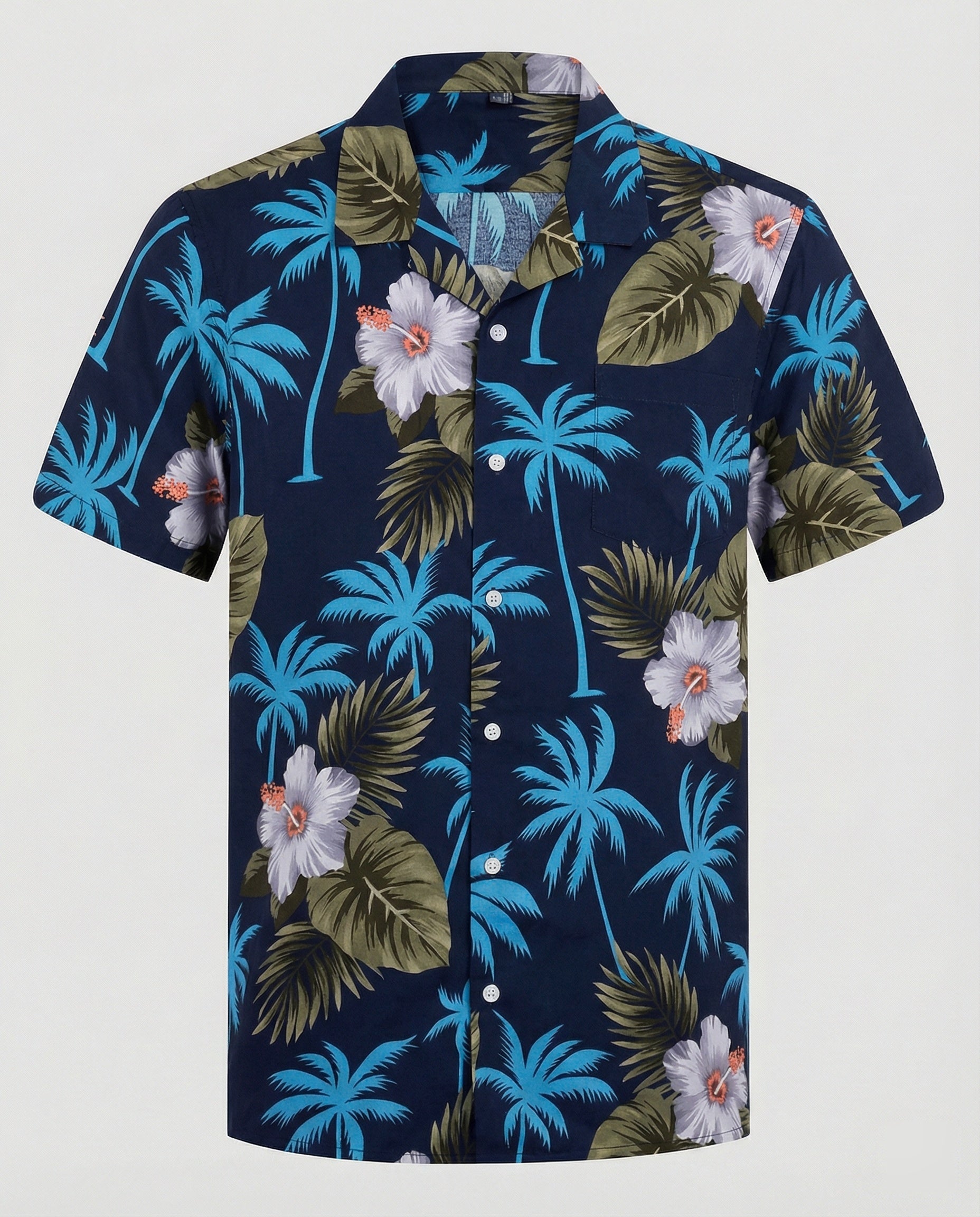 Short Sleeve Hawaii Shirt Men Palm Print