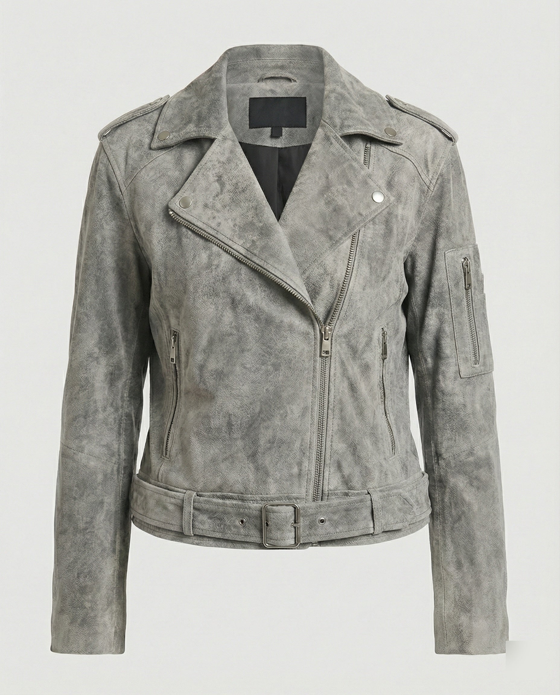 Women's Leather Jacket Suede Look Short