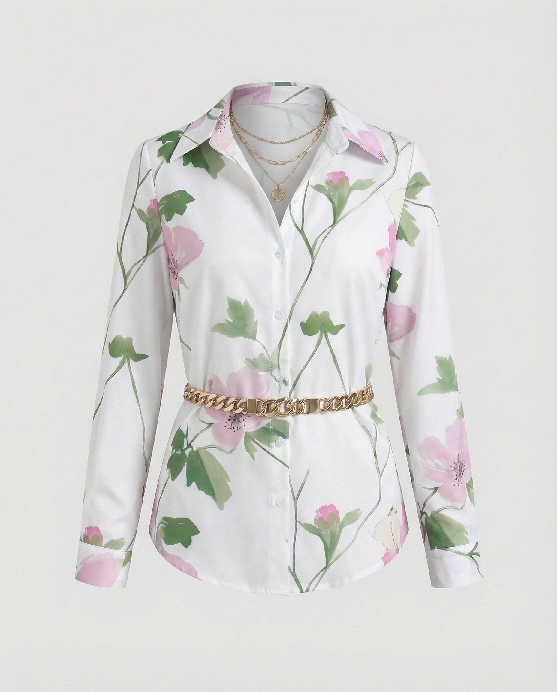 Shirt blouse silk look women floral