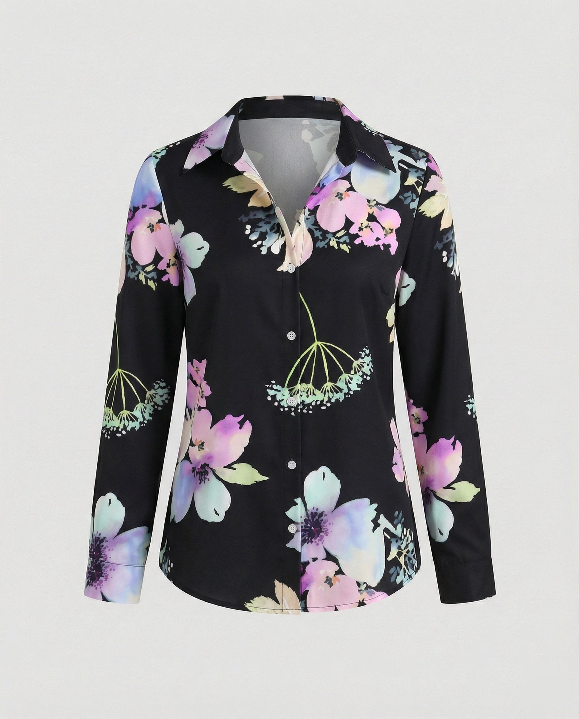 Shirt blouse silk look women floral
