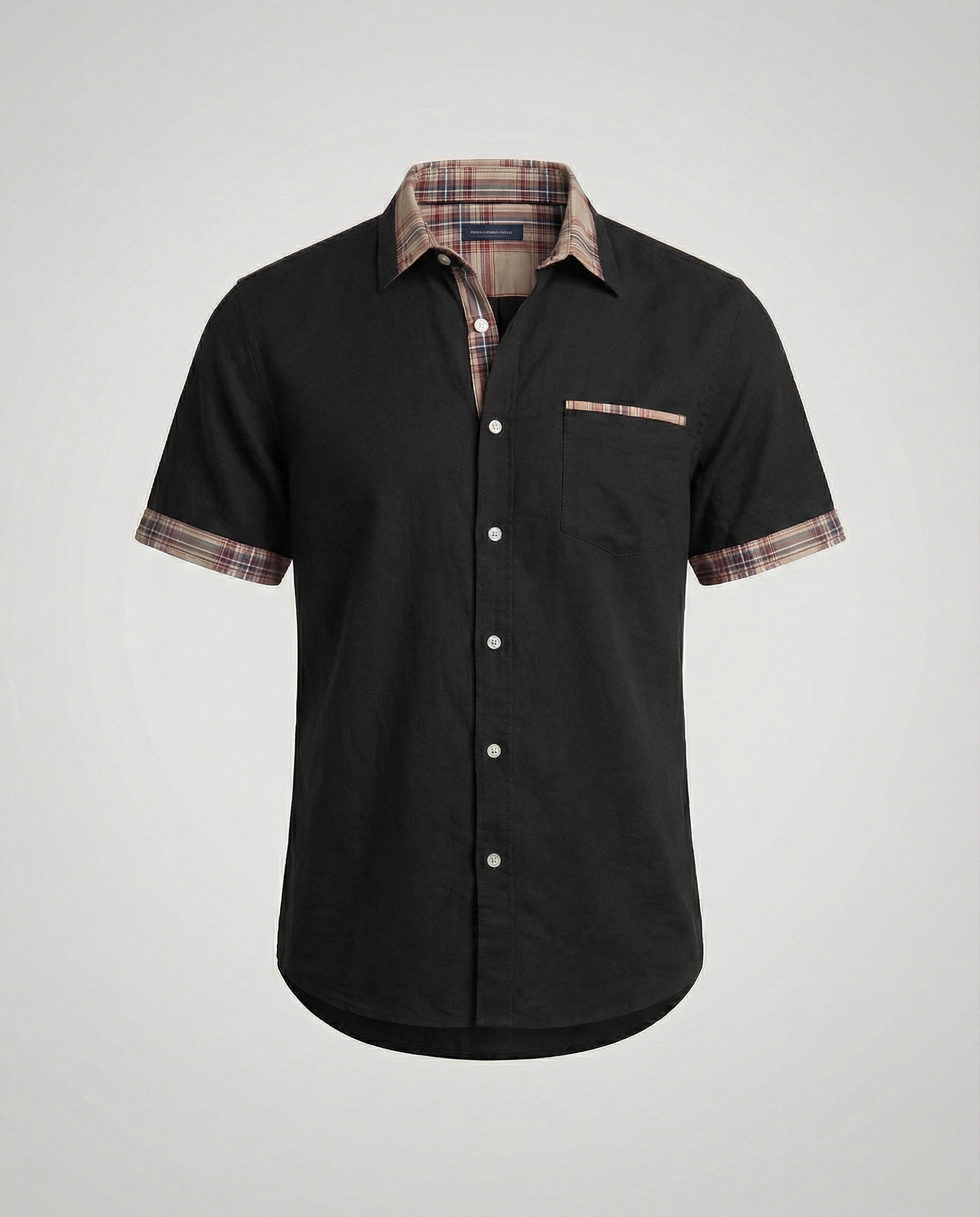 Men's Short Sleeve Shirt Checked Casual