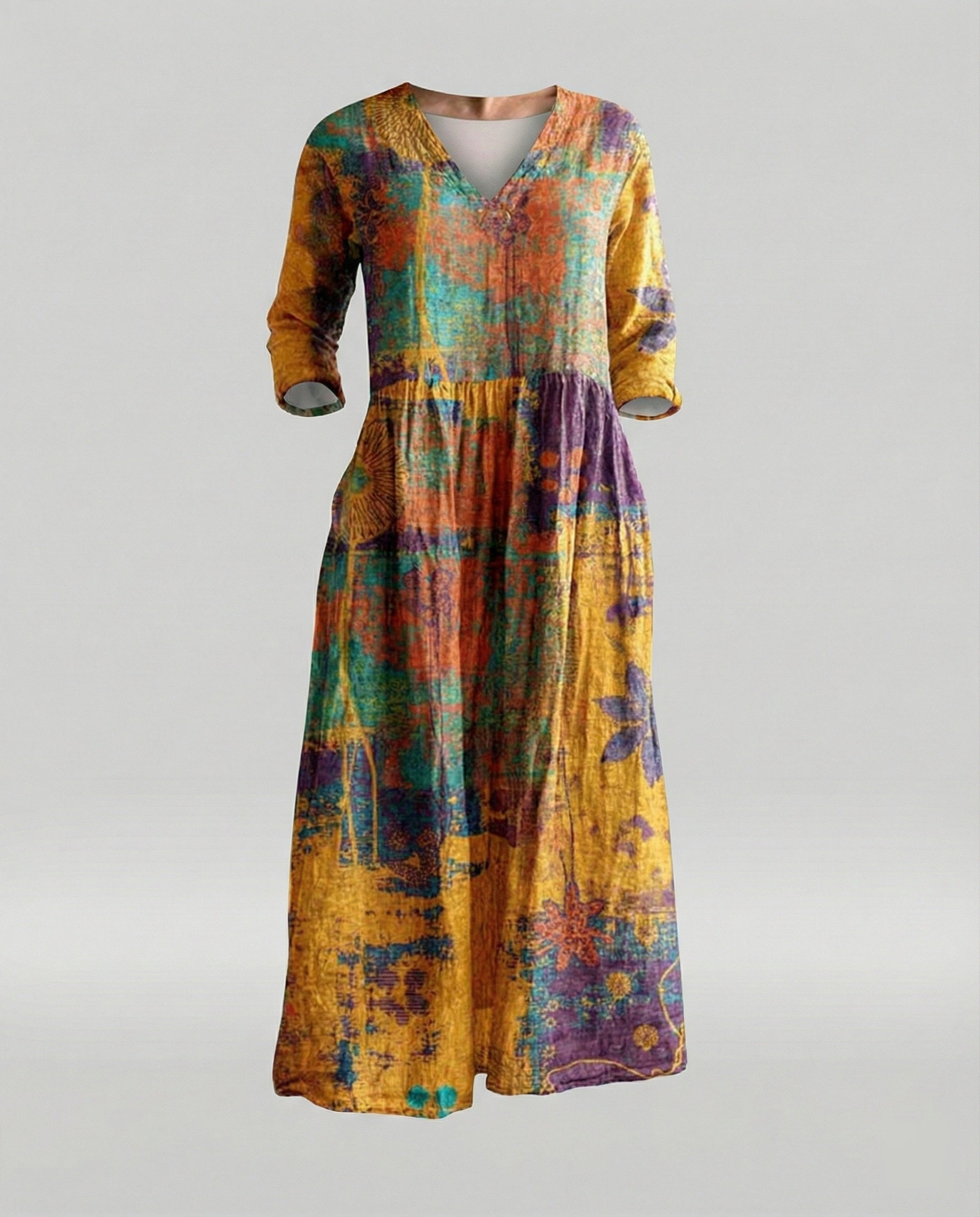 Women's Boho Maxi Dress Summer Linen Look