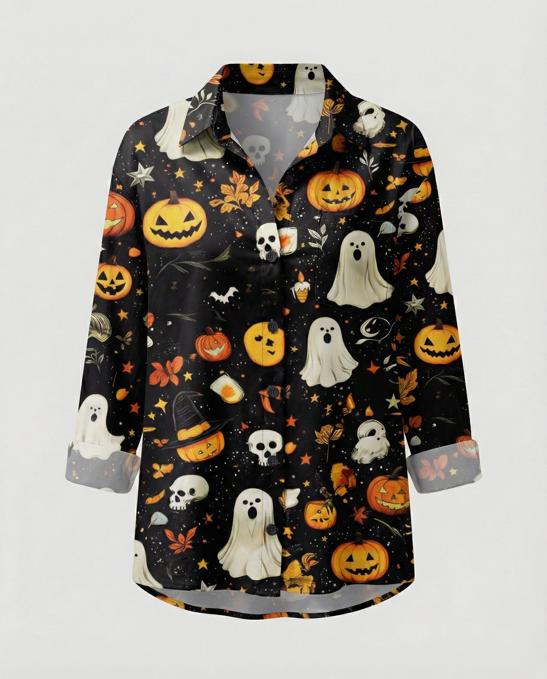 Long Sleeve Shirt Blouse Patchwork Ladies