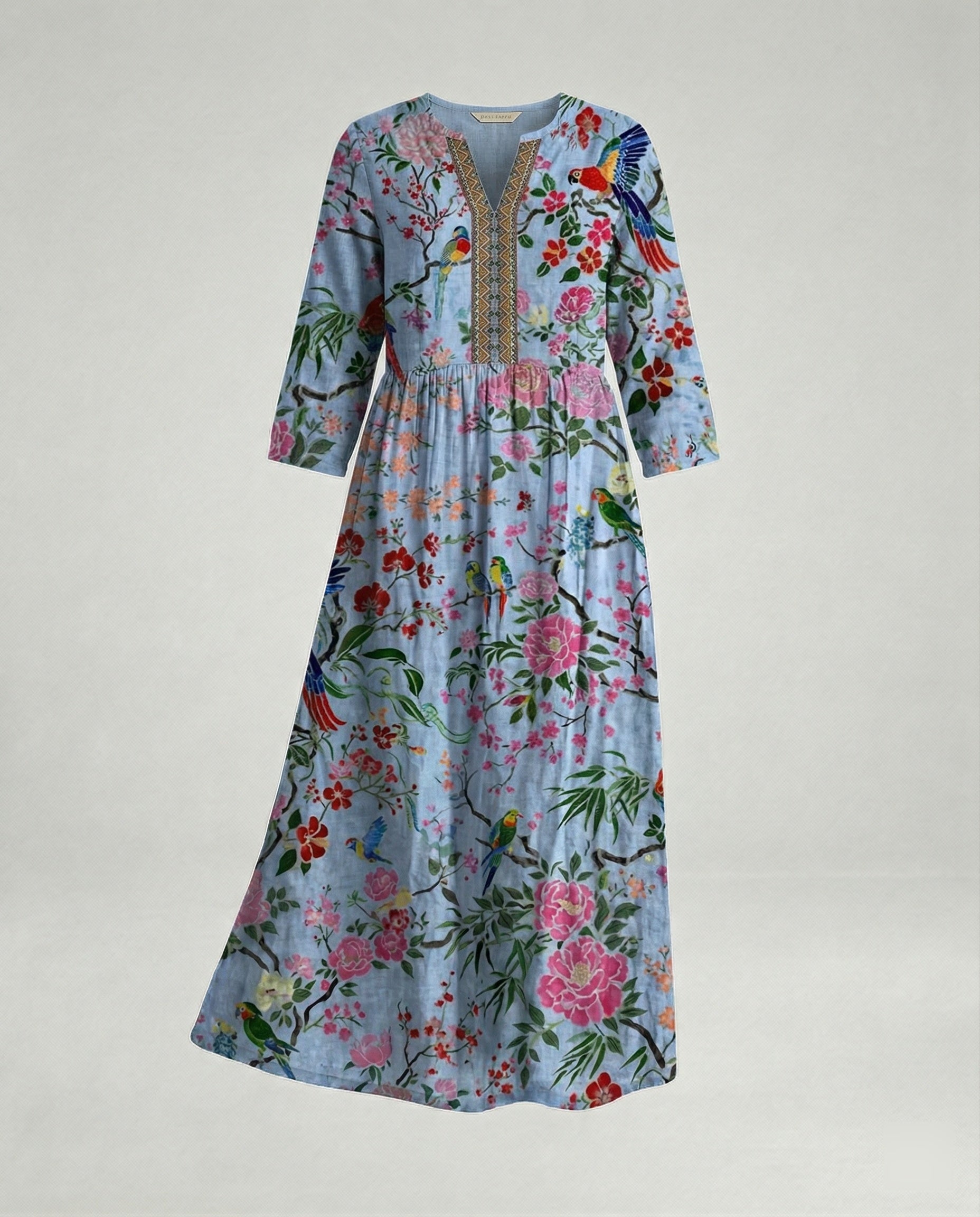 Women's Maxi Dress Summer Linen Look V-Neck