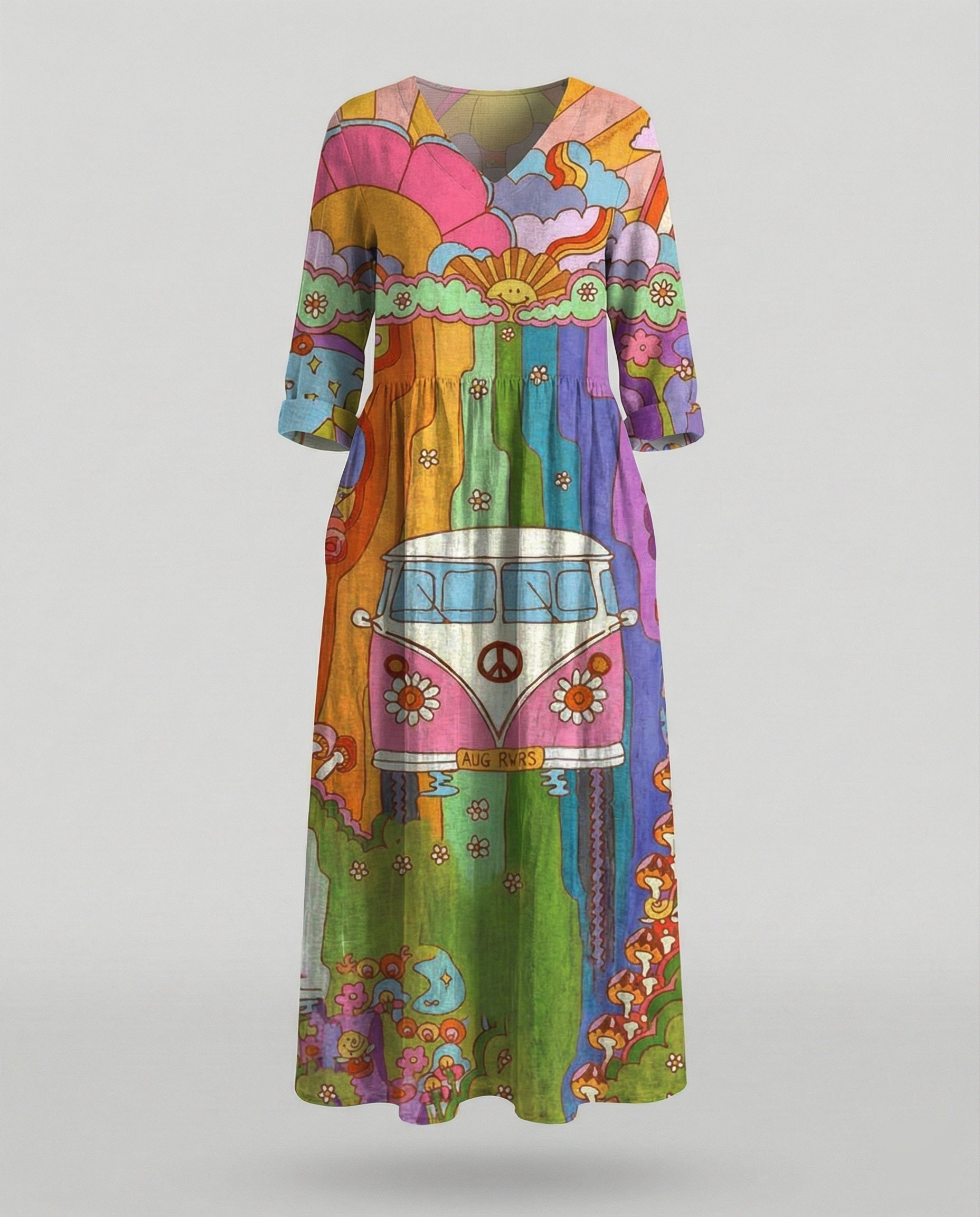 Women's Boho Maxi Dress Summer Linen Look