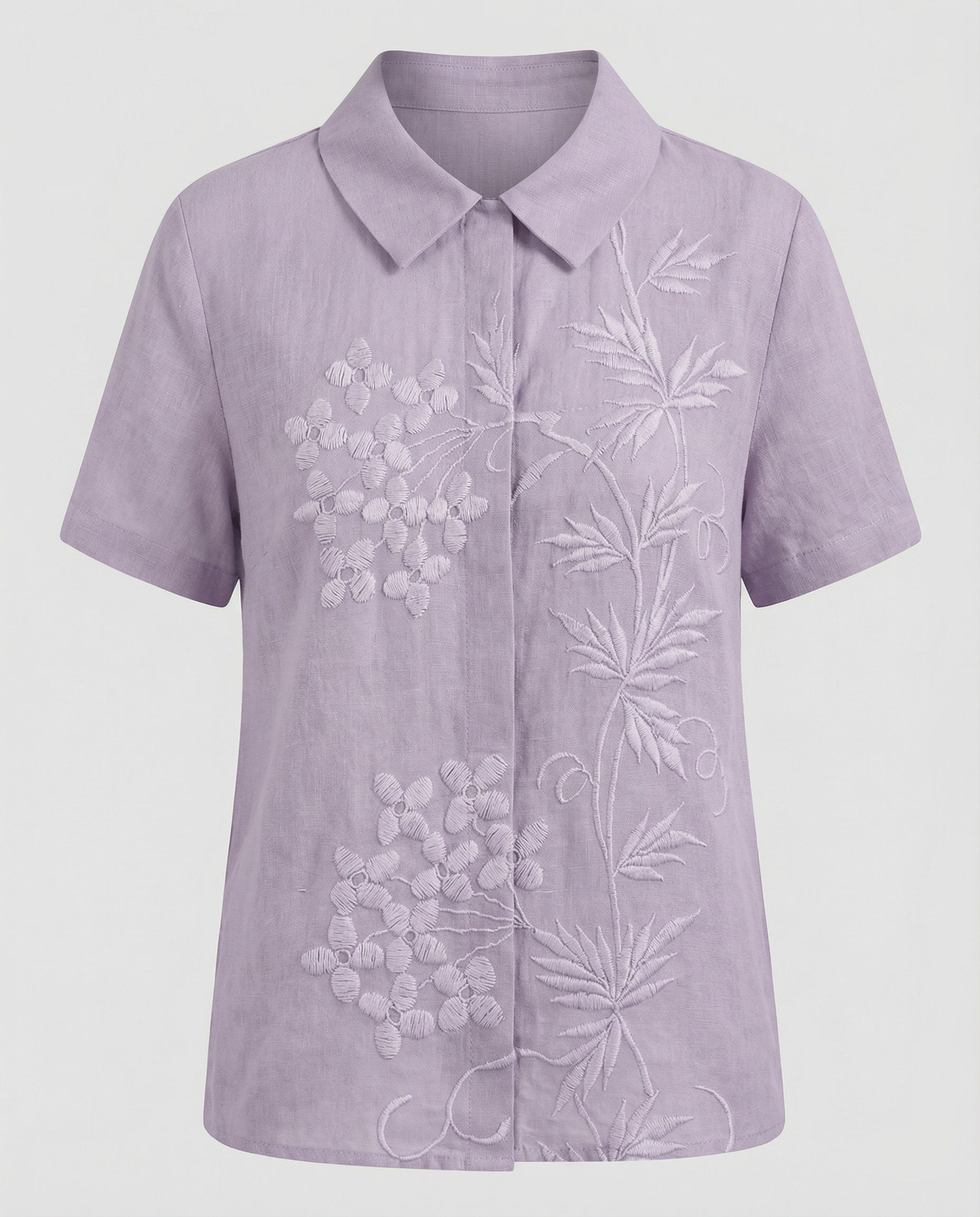 Ladies Blouse Linen Peter Pan Collar