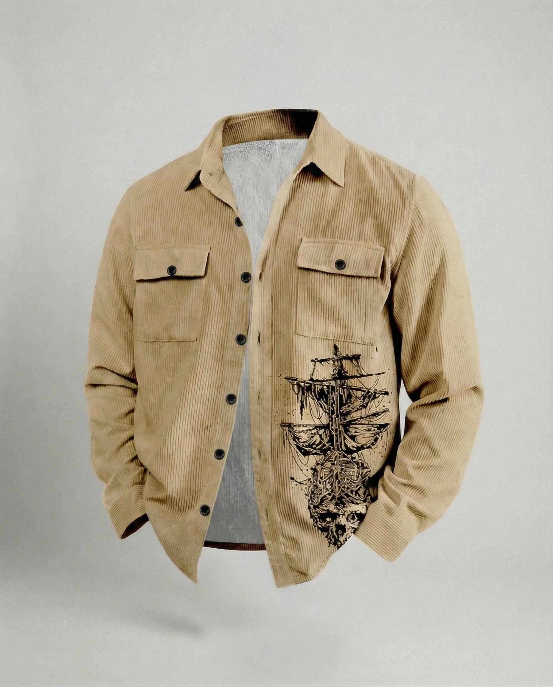Men's Long Sleeve Shirt Cord Casual