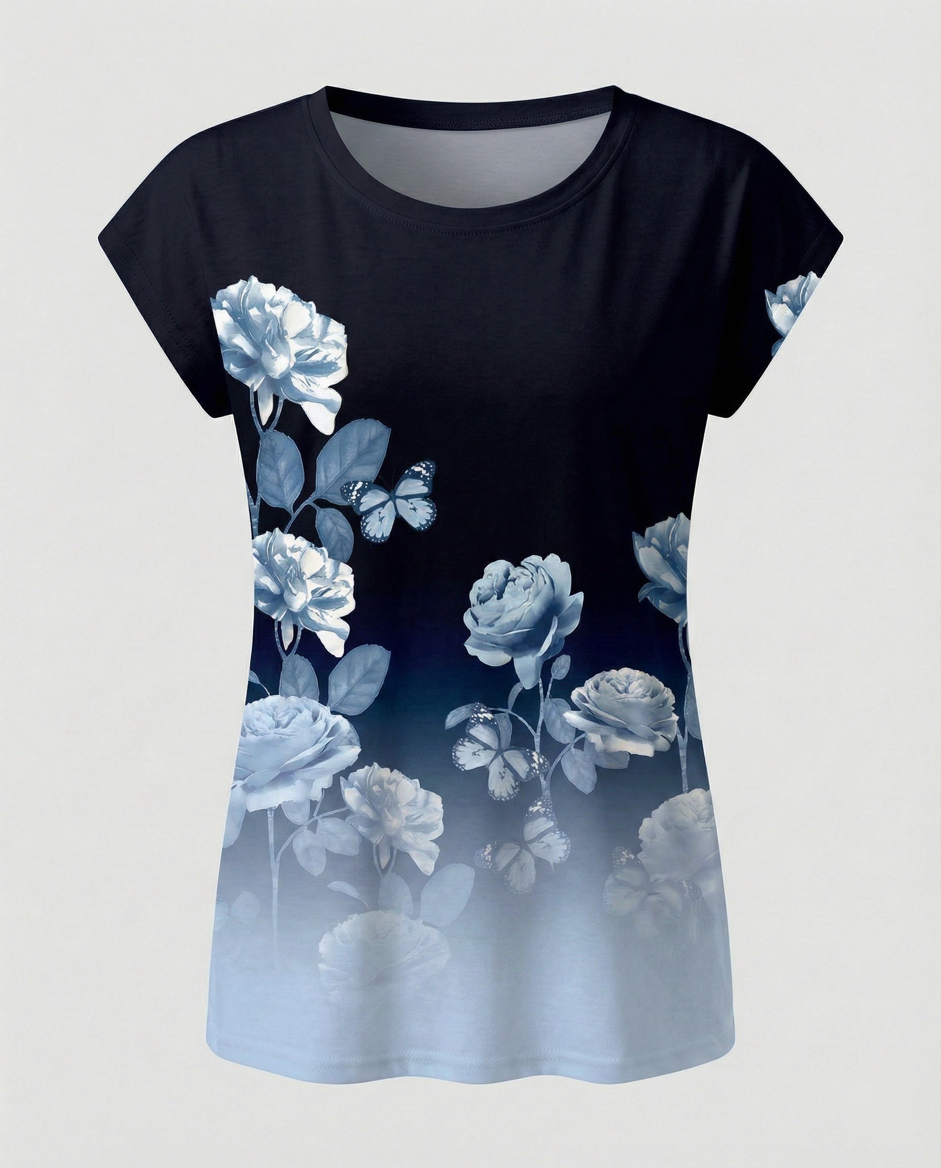 Watercolor Summer Blouse Women Asymmetric