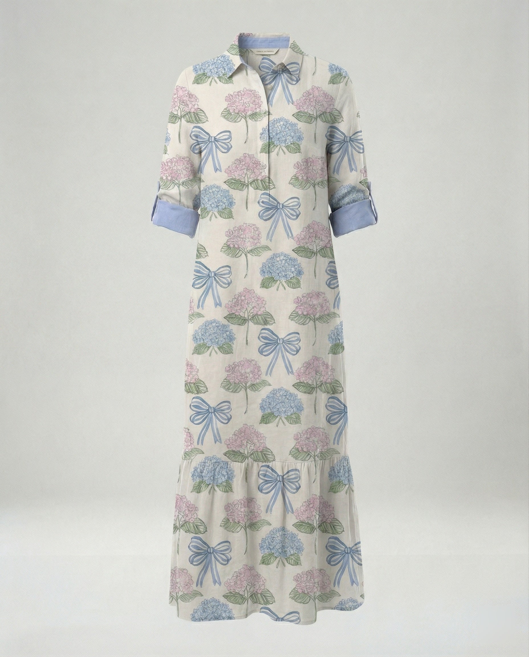 Ladies' shirt dress with ruffles