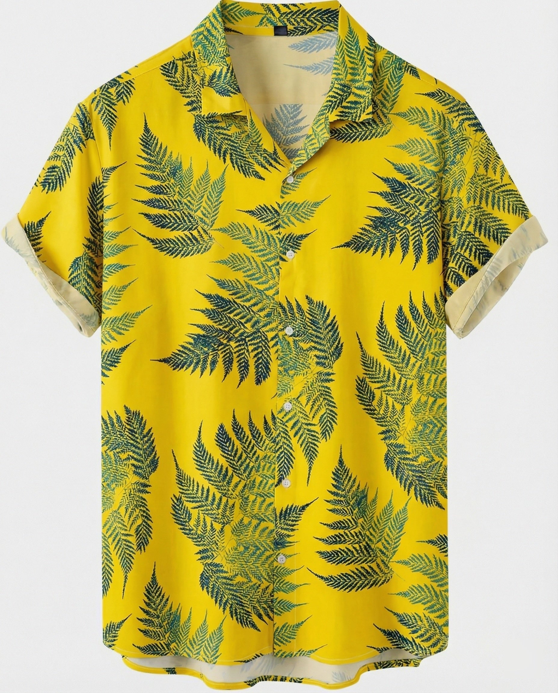Short Sleeve Hawaii Shirt Men Palm Print