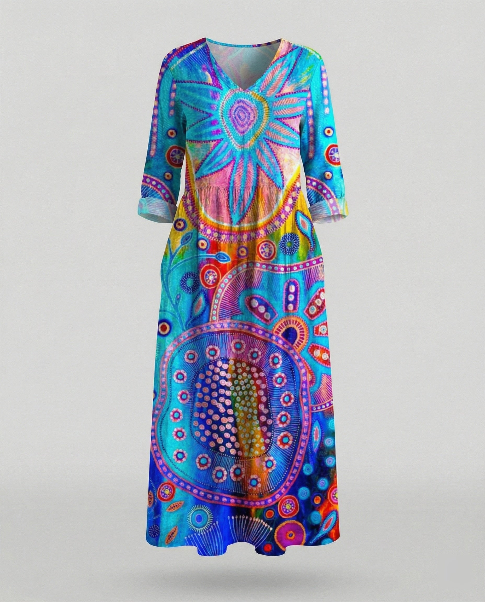 Women's Boho Maxi Dress Summer Linen Look