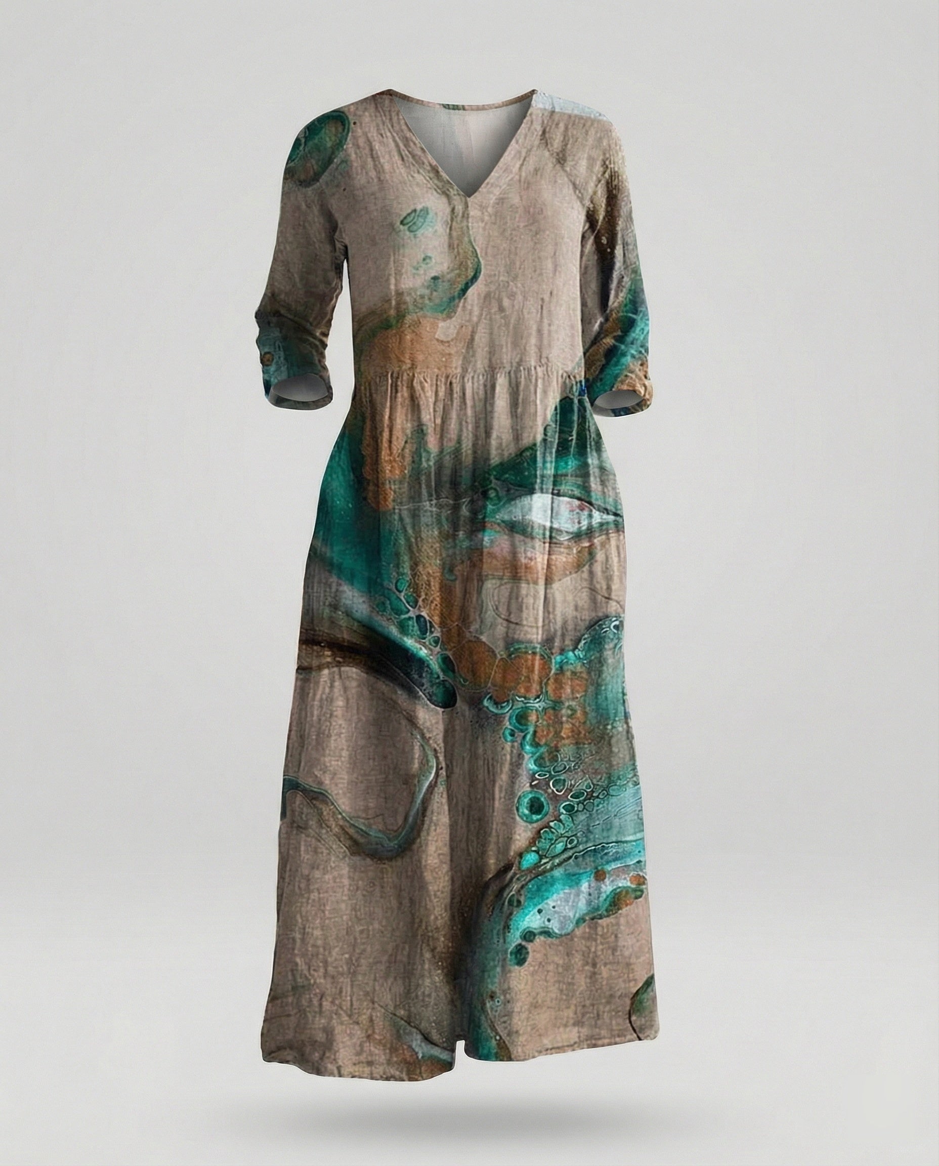 Women's Maxi Dress Summer Linen Look V-Neck