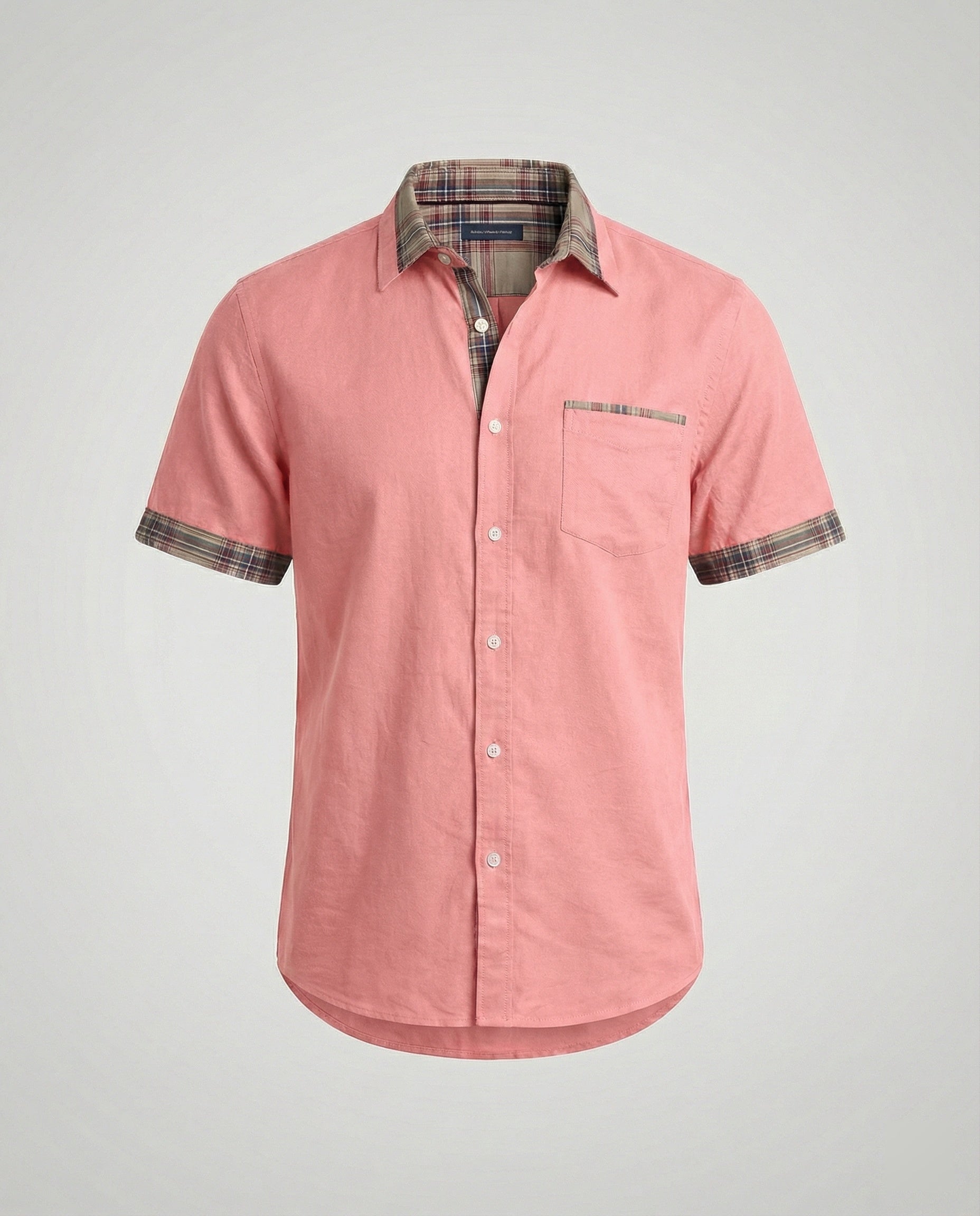 Men's Short Sleeve Shirt Checked Casual