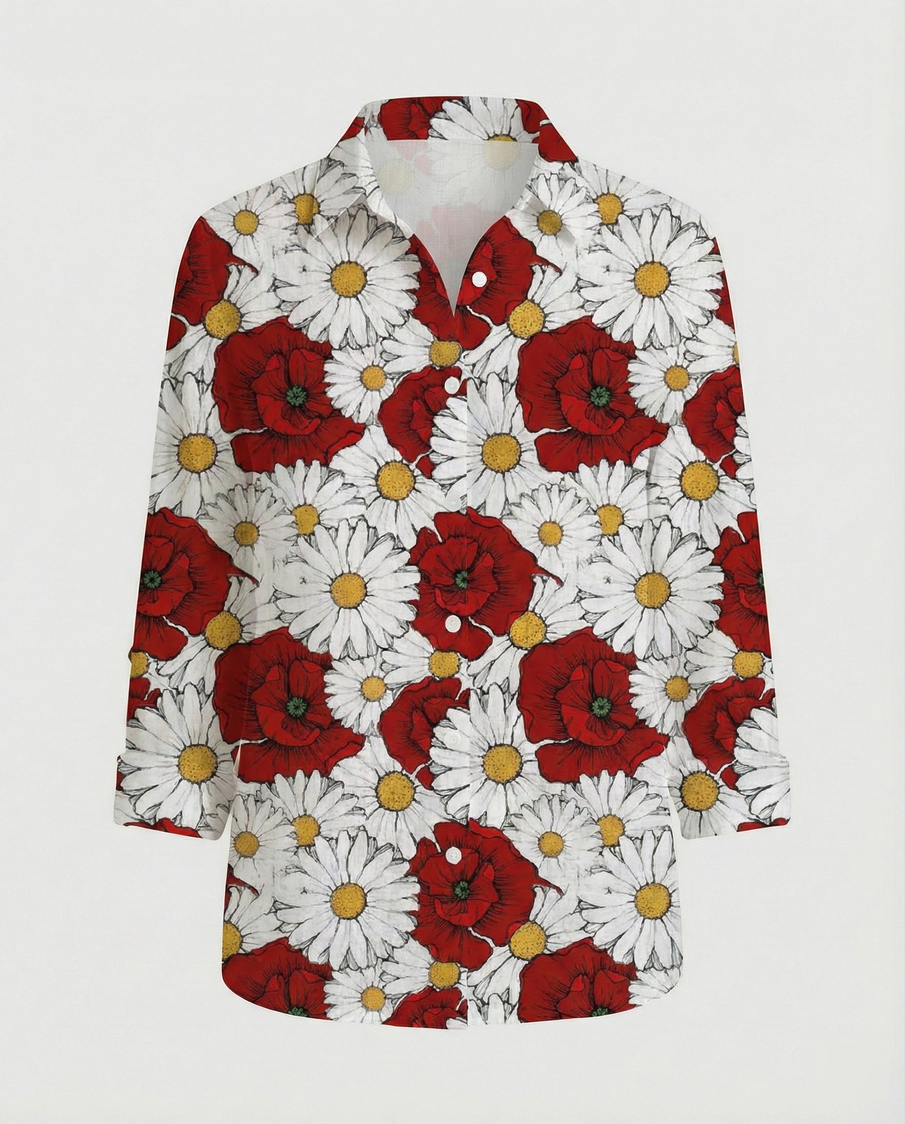 Linen look blouse women floral